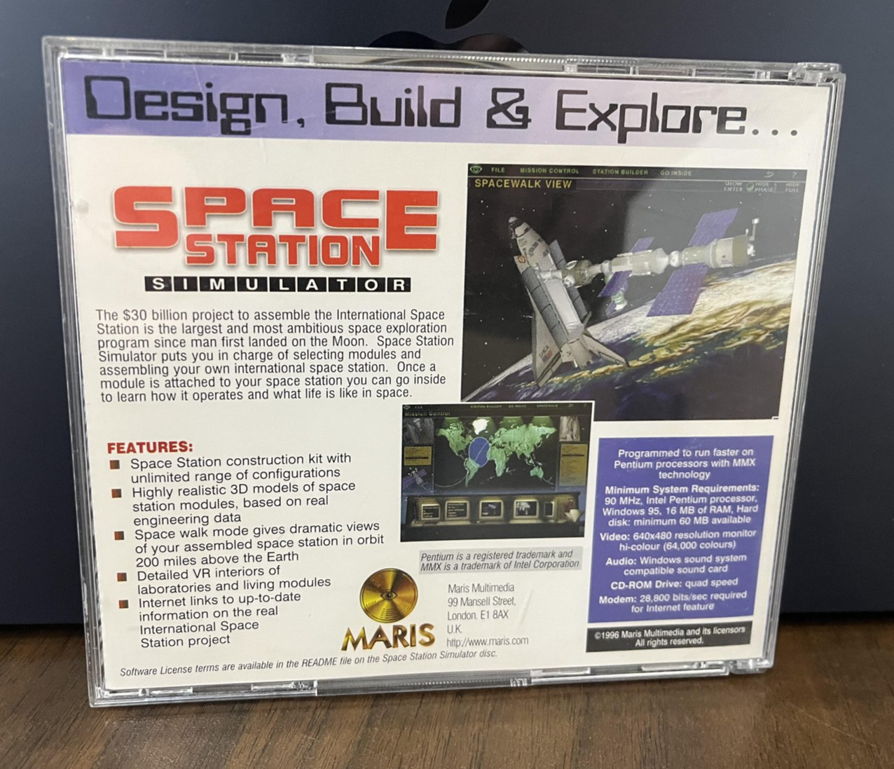 Space Station Simulator PC Windows 95 CD-ROM NASA ESA Space Game Maris 1996