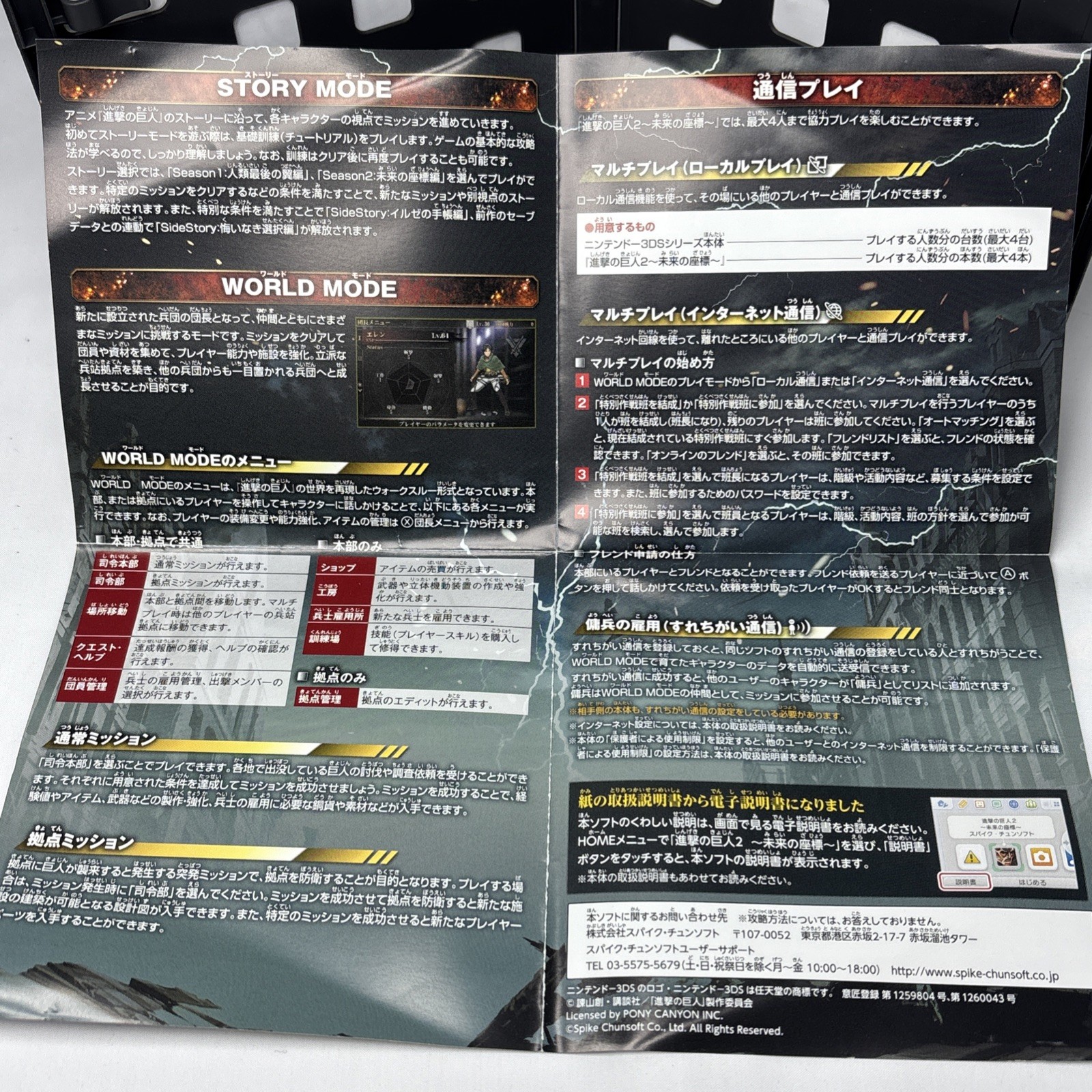Attack on Titan 2 Future Coordinates Nintendo 3DS Japan CIB Complete