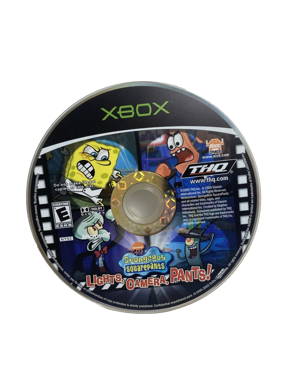 SpongeBob SquarePants: Lights, Camera, Pants (Microsoft Xbox, 2005) Disc Only