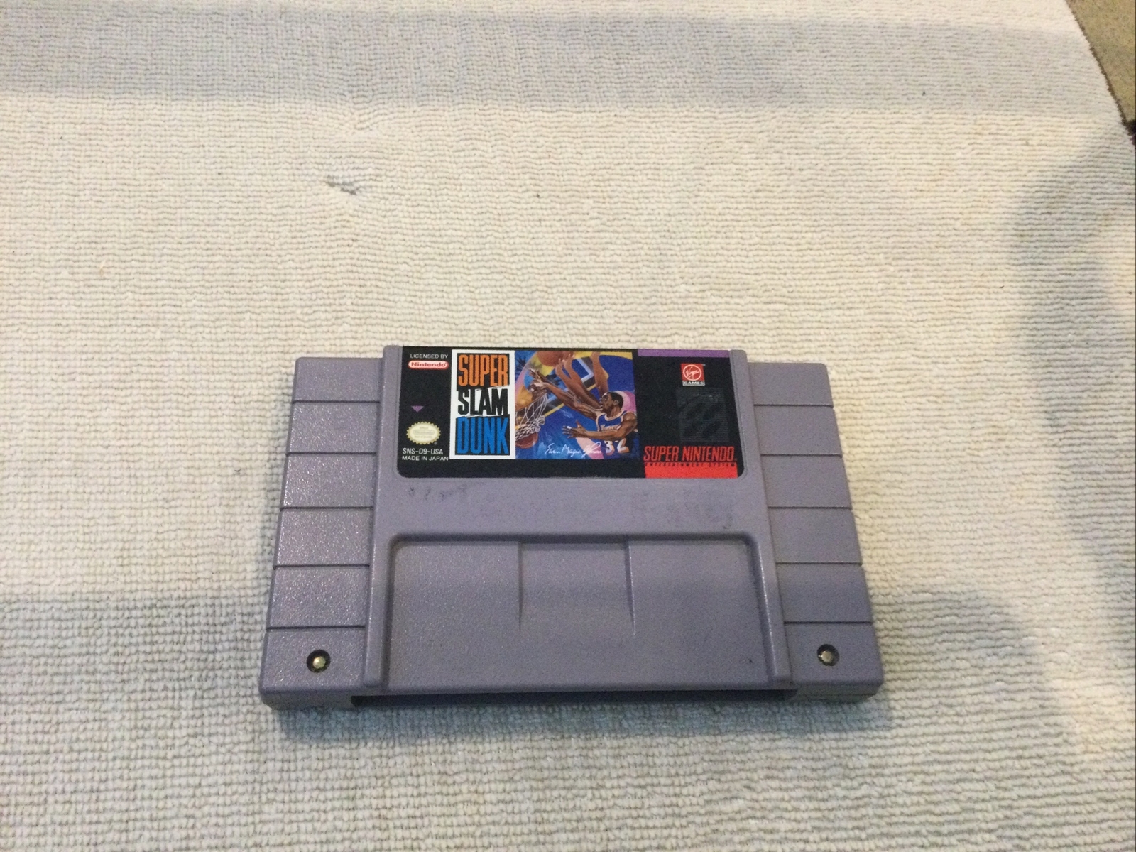 Super Slam Dunk (Super Nintendo Entertainment System, 1993)tested, Works
