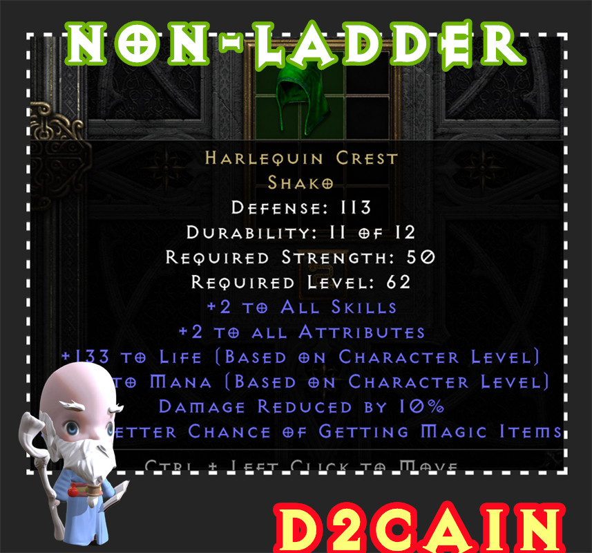 Diablo 2 D2R SC⭐️Non-Ladder⭐️Harlequin Crest Shako Helm⭐️PC/SWITCH/PS