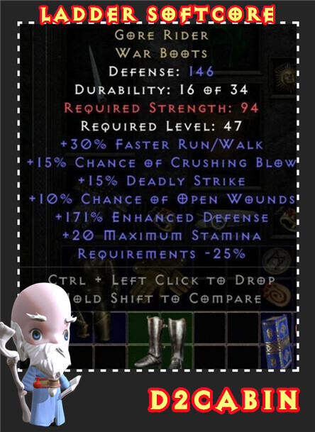 Diablo 2 SC💥Ladder💥Gore Rider Boots💥PC/SWITCH/PS