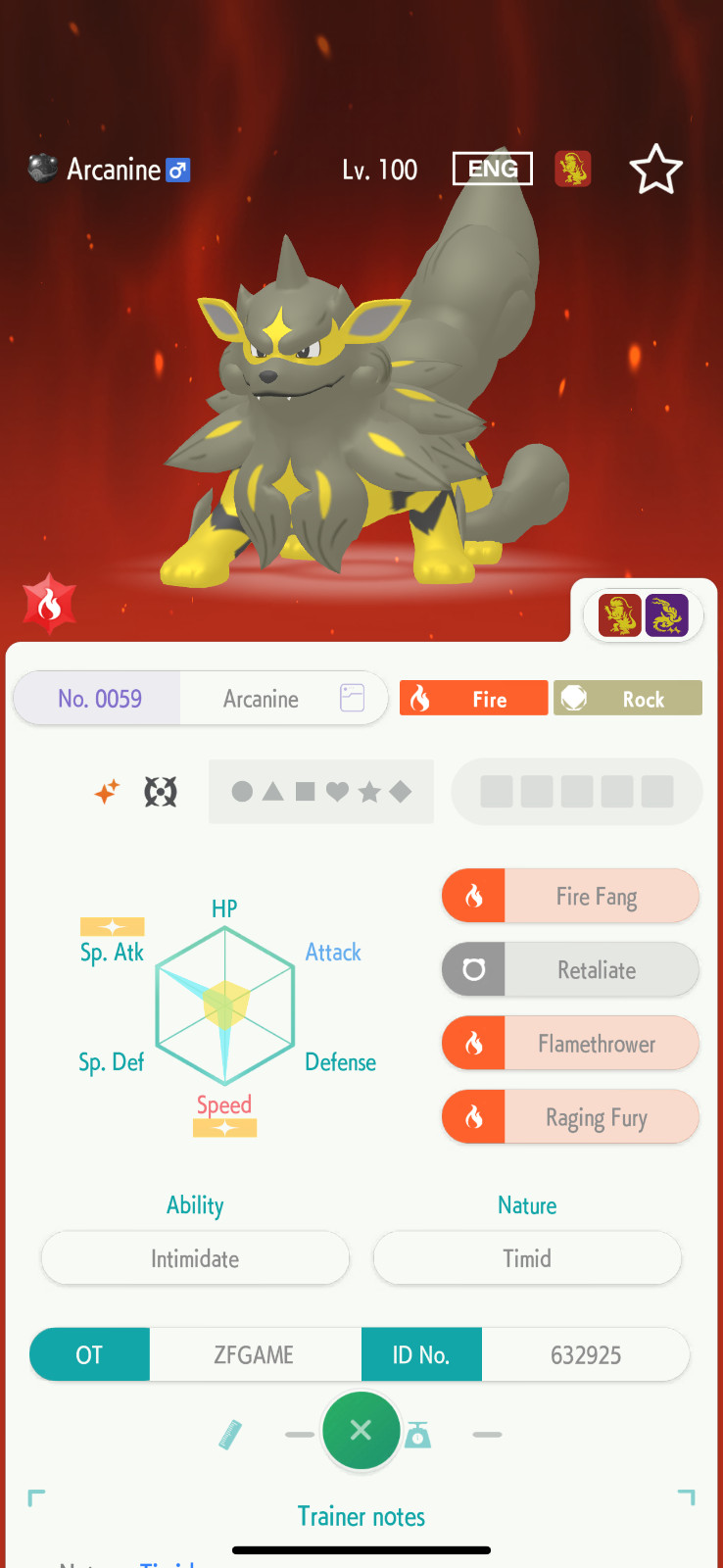 ✨6IV SHINY Hisuian Arcanine + EVS🚀 POKEMON HOME✨Champions✨Online delivery⚡