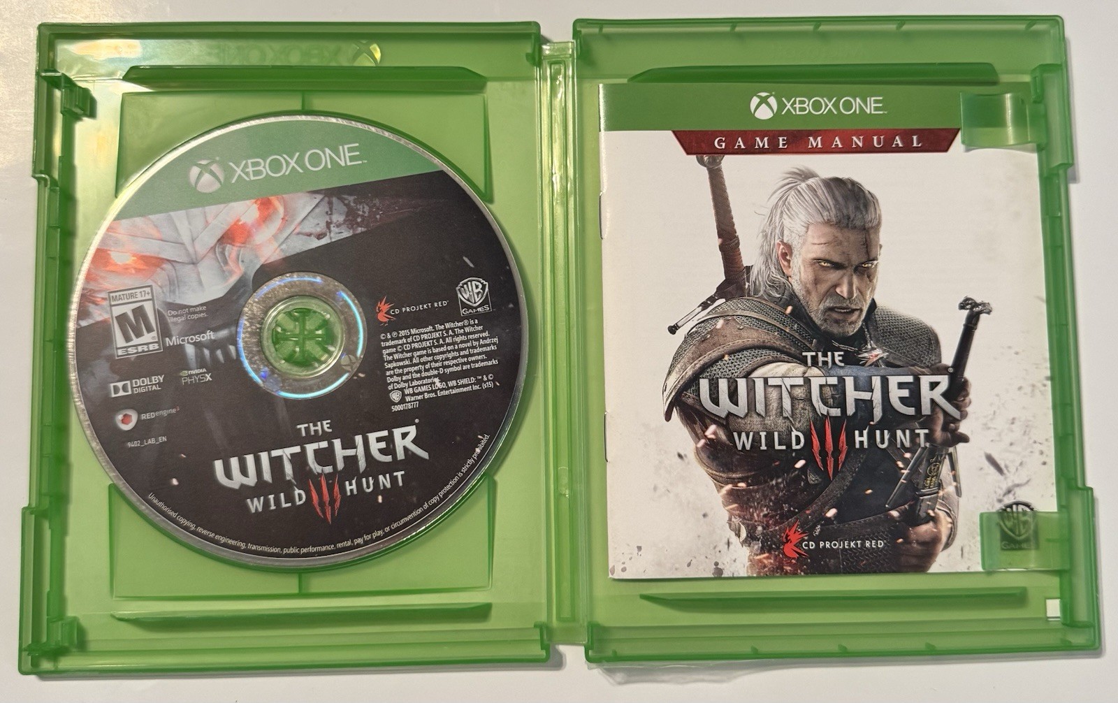 Xbox One Video Game, The Witcher 3, 2015 CD Projekt Red, VG Cond