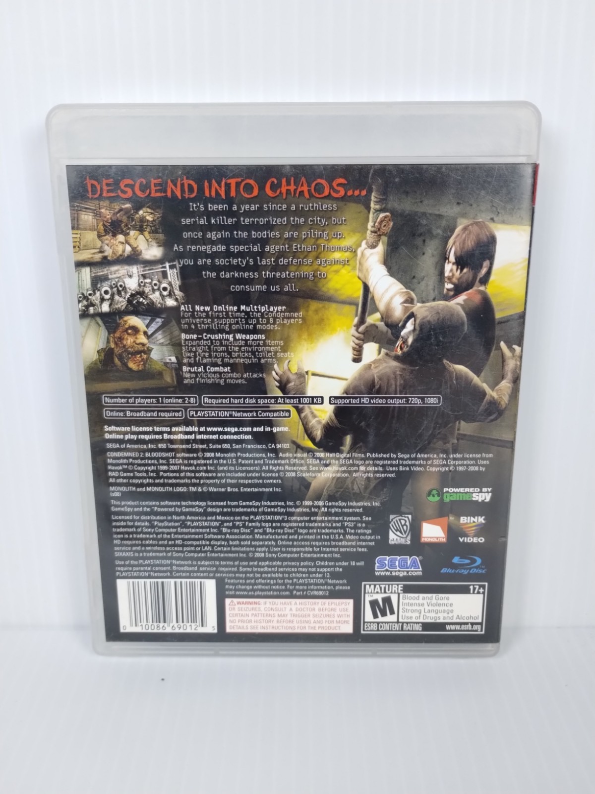 Condemned 2: Bloodshot (Sony Playstation 3) CIB – Tested – Free Shipping
