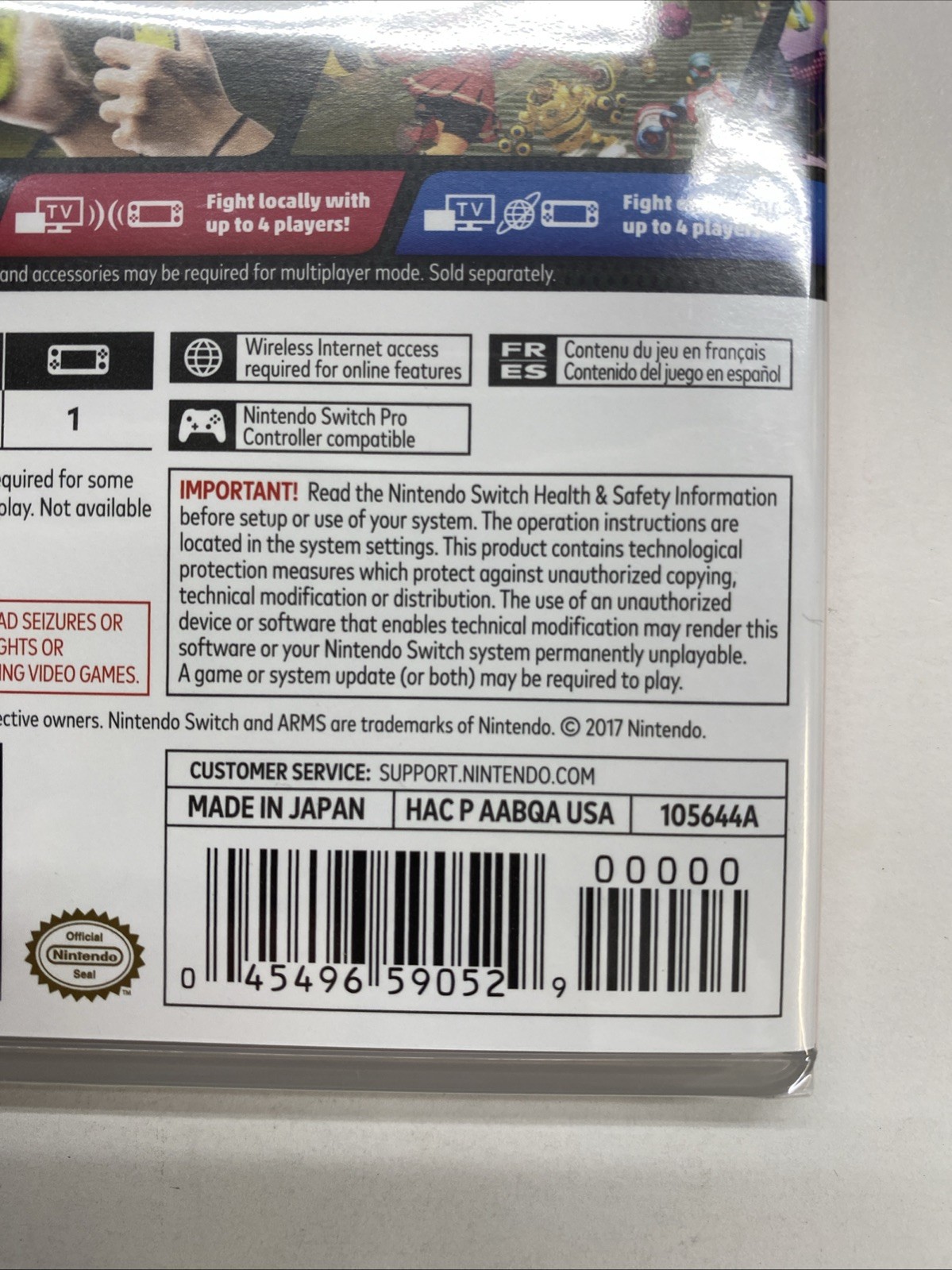 Arms Nintendo Switch USA Ver. 105644A NTSC First 1st Print RARE