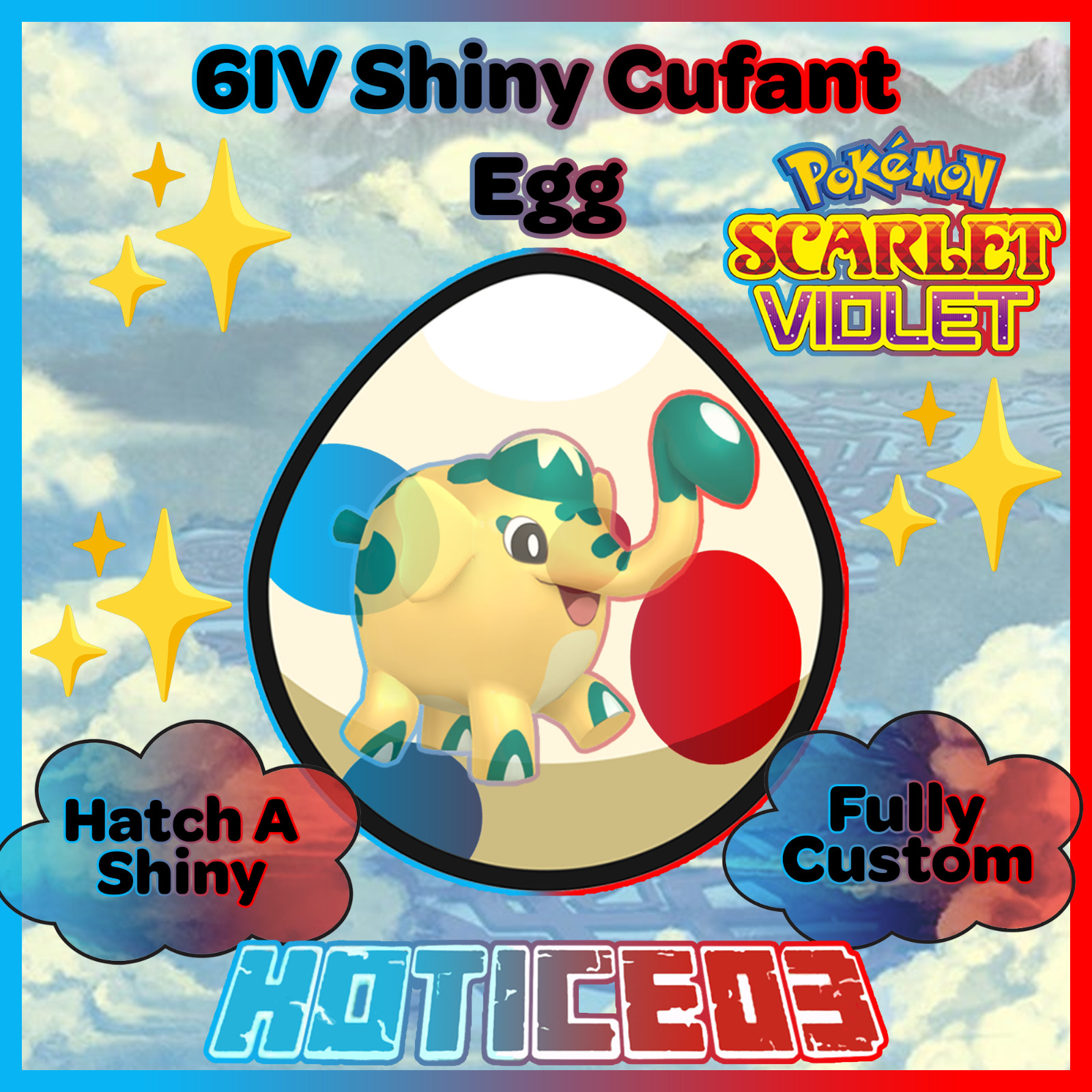 Cufant ✨ SHINY 6IV EGG ✨ Pokemon Scarlet & Violet ✨ TEAL MASK DLC ✨