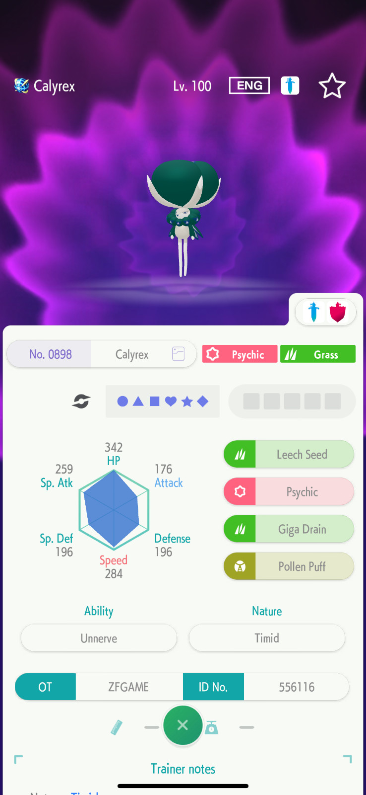 ✨6IV Normal Calyrex SPA + EVS🚀 POKEMON HOME✨Champions✨Online delivery⚡