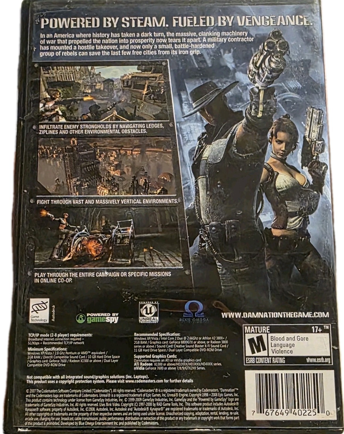 DAMNATION PC Windows DVD-ROM GAME CODEMASTERS 2007 Complete CIB