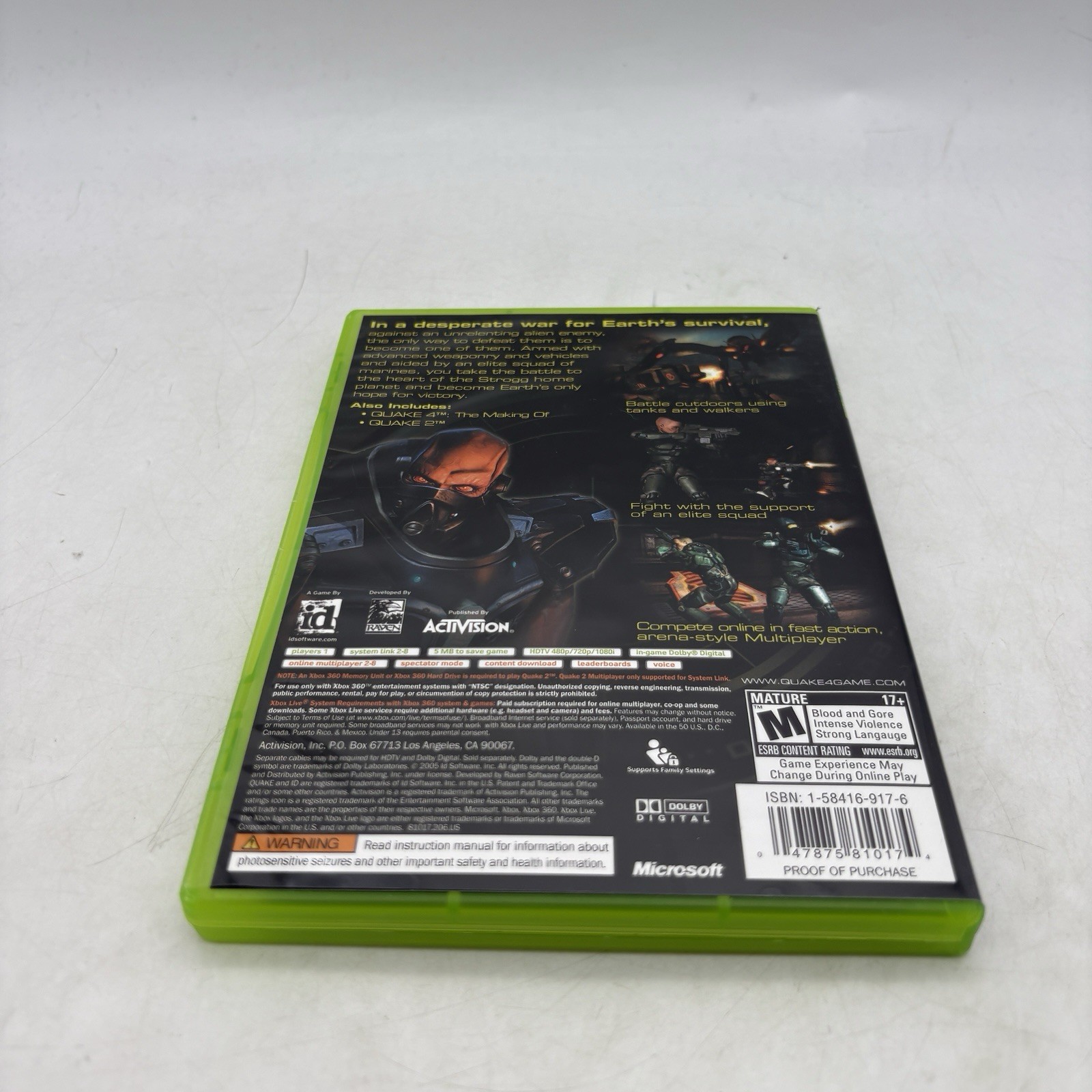 Quake 4 Microsoft Xbox 360 Complete w/ Manual CIB Tested