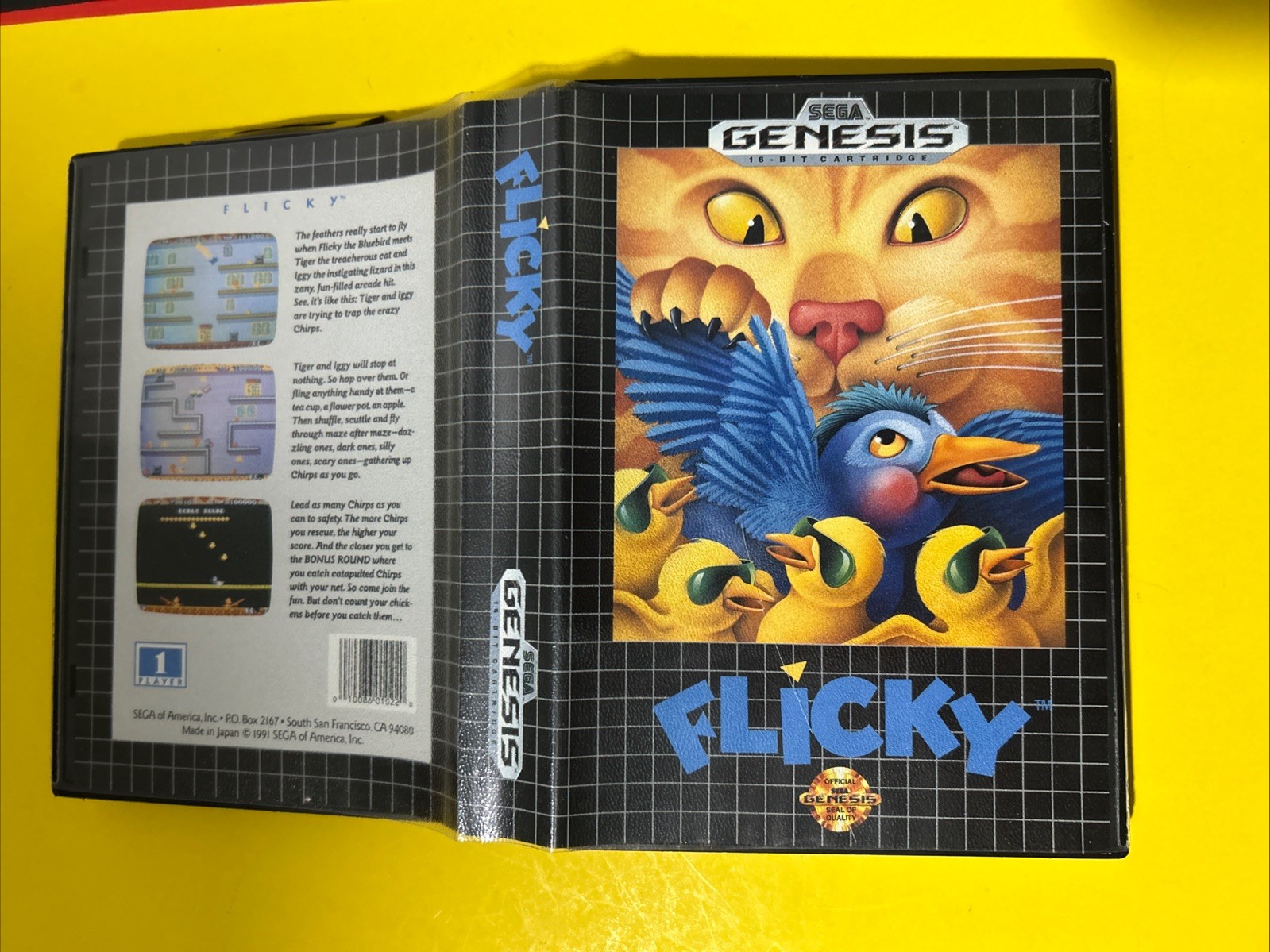 Flicky (Sega Genesis, 1991) complete Tested Authentic
