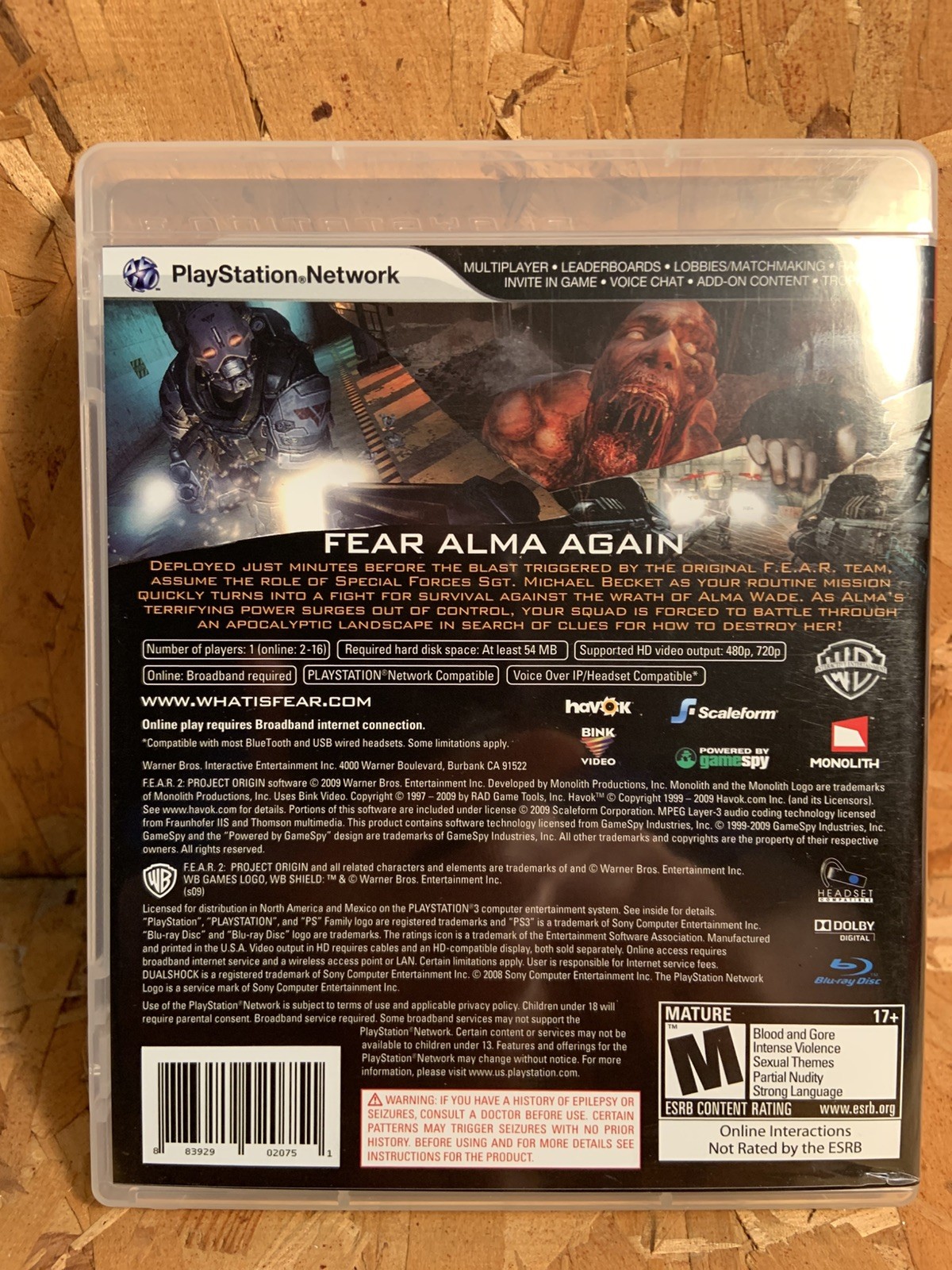 FEAR 2: Project Origin (Sony PS3 Tested and working (SEE VIDEO ) CIB