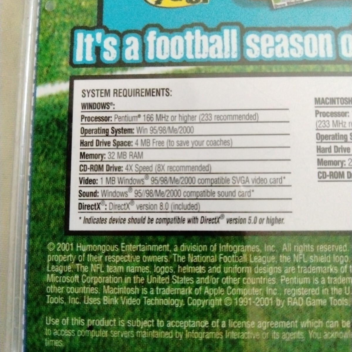 Backyard Football 2002 (PC) Win/Mac CD-rom Pro Players As Kids NFL Ages 7+