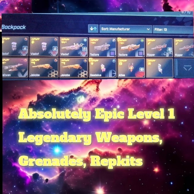 Borderlands 4 – MODDED LEVEL 1 BUNDLE LEGENDARY WEAPONS, REPKIT, GRENADES…