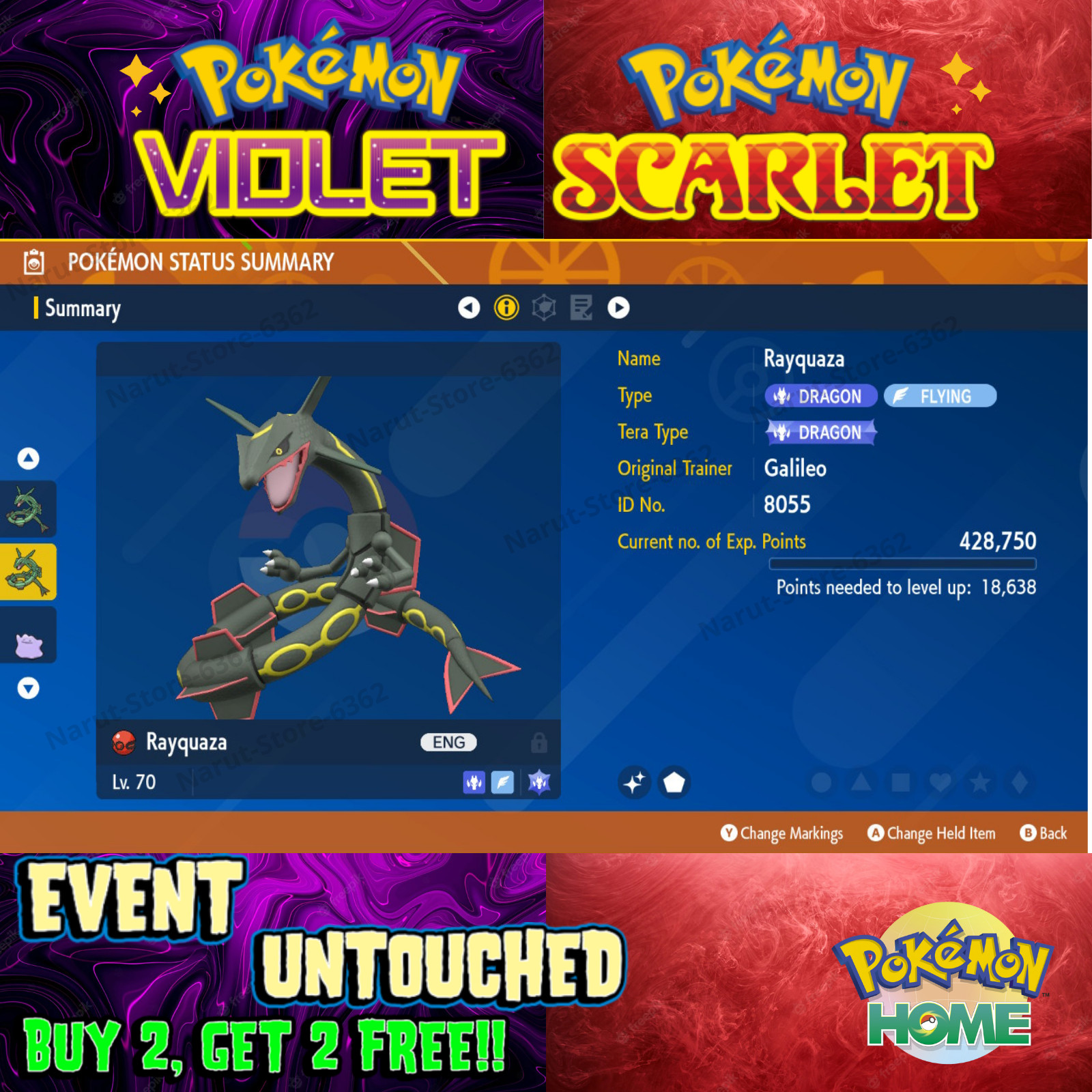 Rayquaza Shiny Ancient Origins 2015🌟 Event Untouched🔥Pokémon Scarlet & Violet