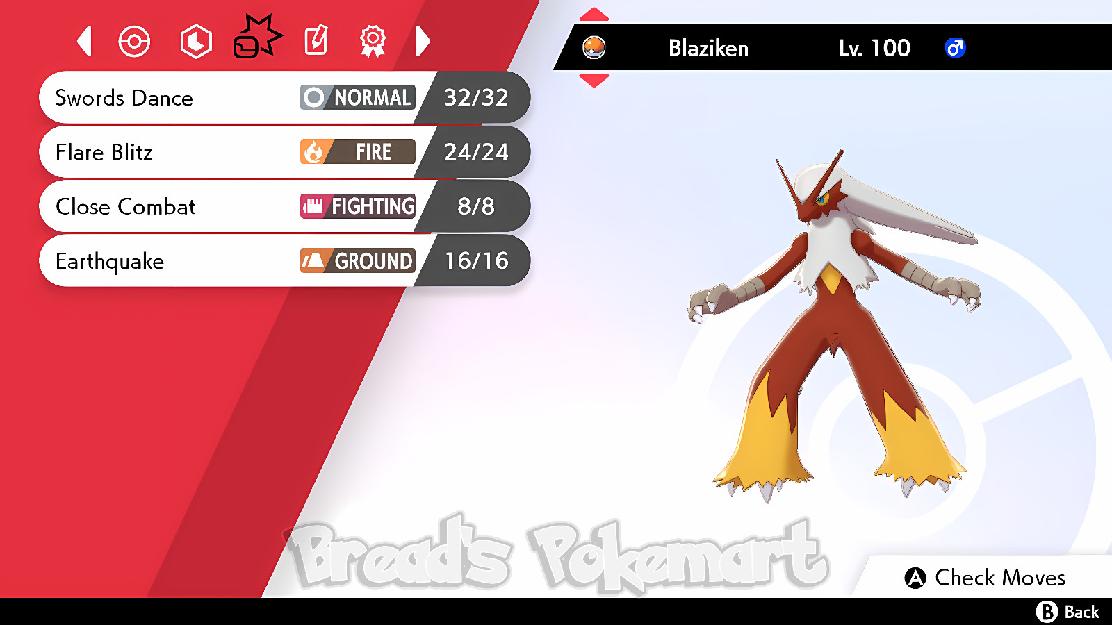 BLAZIKEN ✨ Ultra SHINY 6IV ✨ Pokemon SWORD and SHIELD lv100 +EVs Hoenn Starter