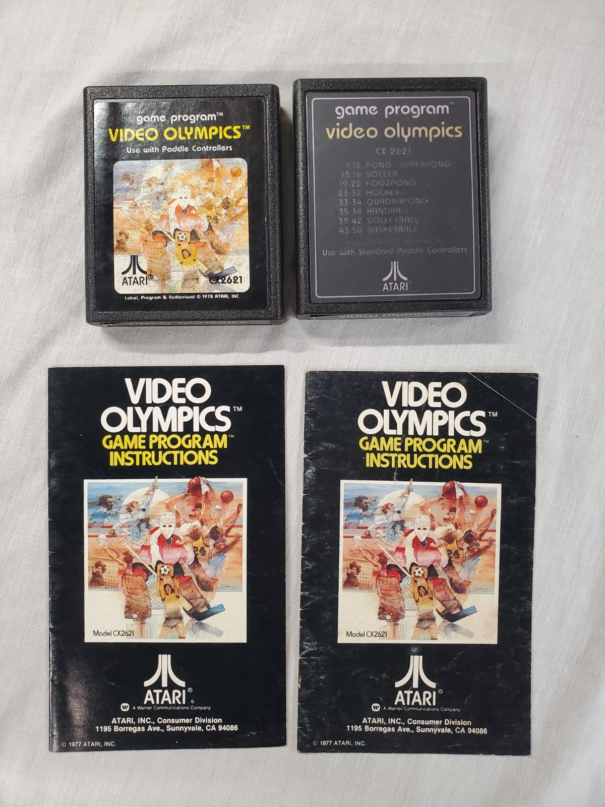 Video Olympics Atari 2600 1978 Cart And Manual Tested