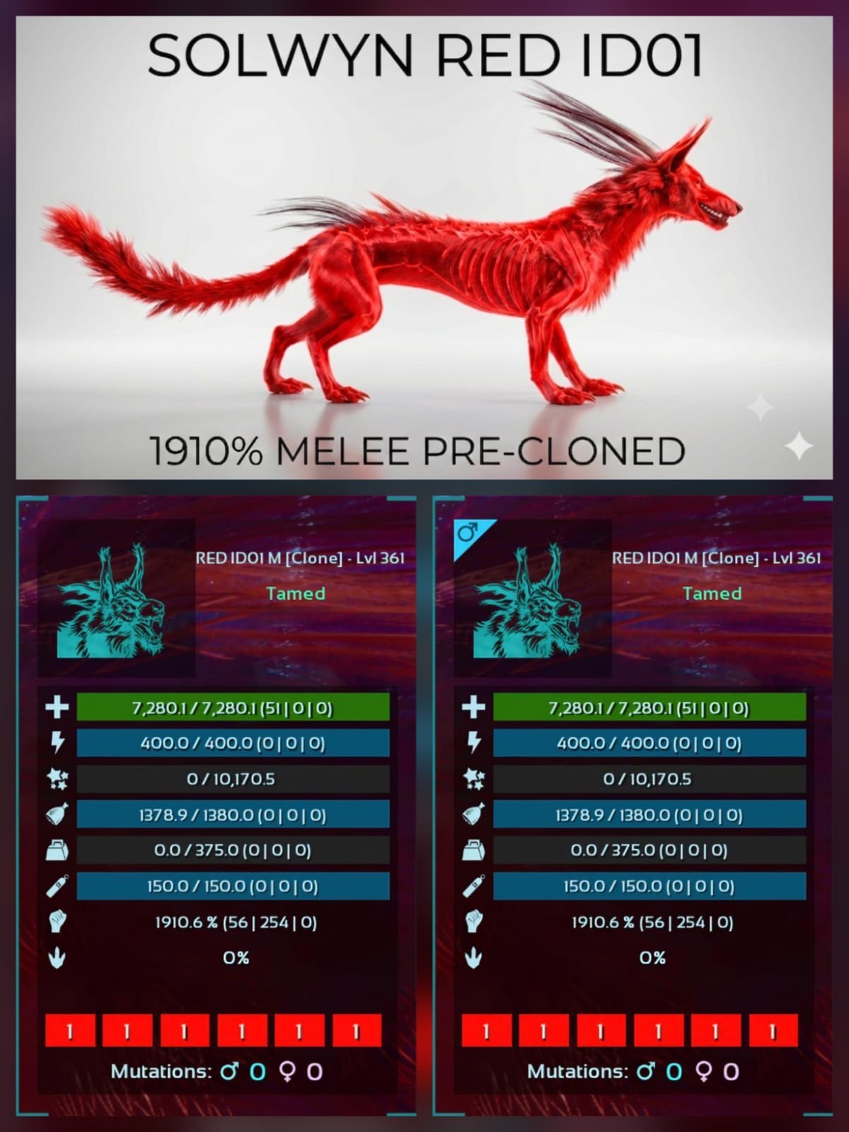 SOLWYN PRE-CLONED Breeding Pair – TOP MELEE – Ark Asa Official PVE PC/XBOX/PS5