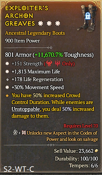 🔥 Diablo 4 Season 14 🔥Ancestral Legendary Boots 1GA/ 4GA