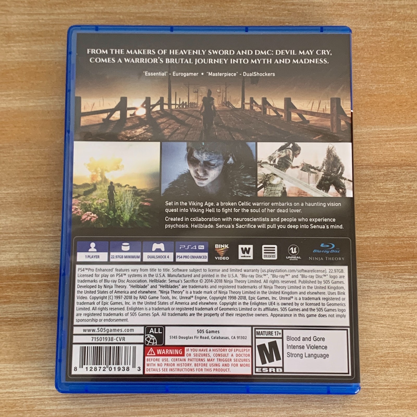 Hellblade: Senua’s Sacrifice with Slipcover (PlayStation 4 PS4, 2018) Free Ship!