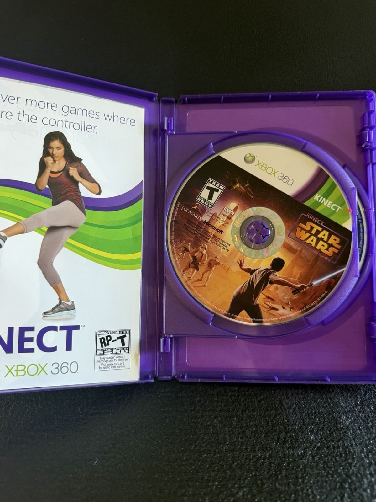 Kinect Star Wars Xbox 360 CIB Complete 2 Discs Kinect Sensor Required LucasArts
