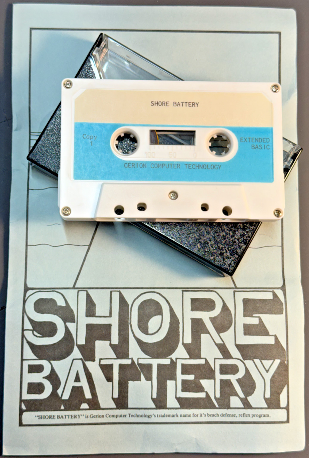 Shore Battery TI-99/4A Cassette Game Gerion 1983 Extended BASIC Untested HTF