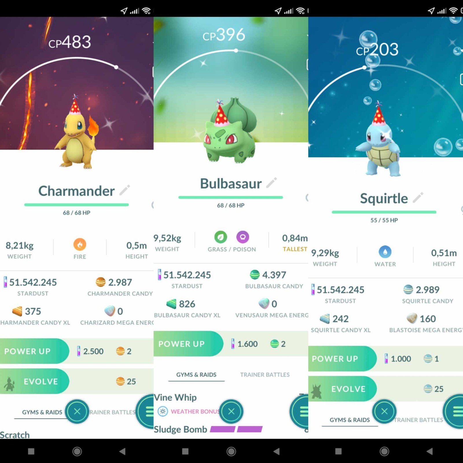Pokemon Shiny Charmander, Bulbasaur, Squirtle With Part Hat -TRA’DE- Description