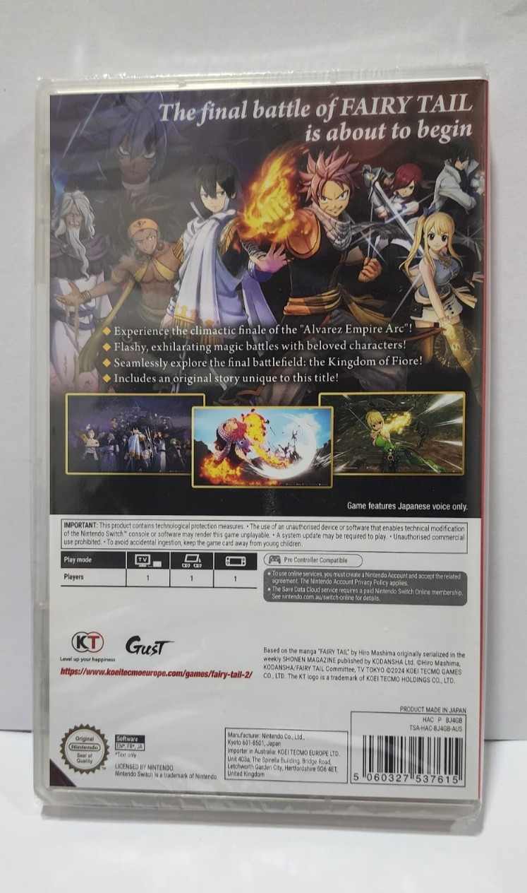 Fairy Tail 2 — AUS VERSION — Brand New Sealed – Nintendo Switch Game