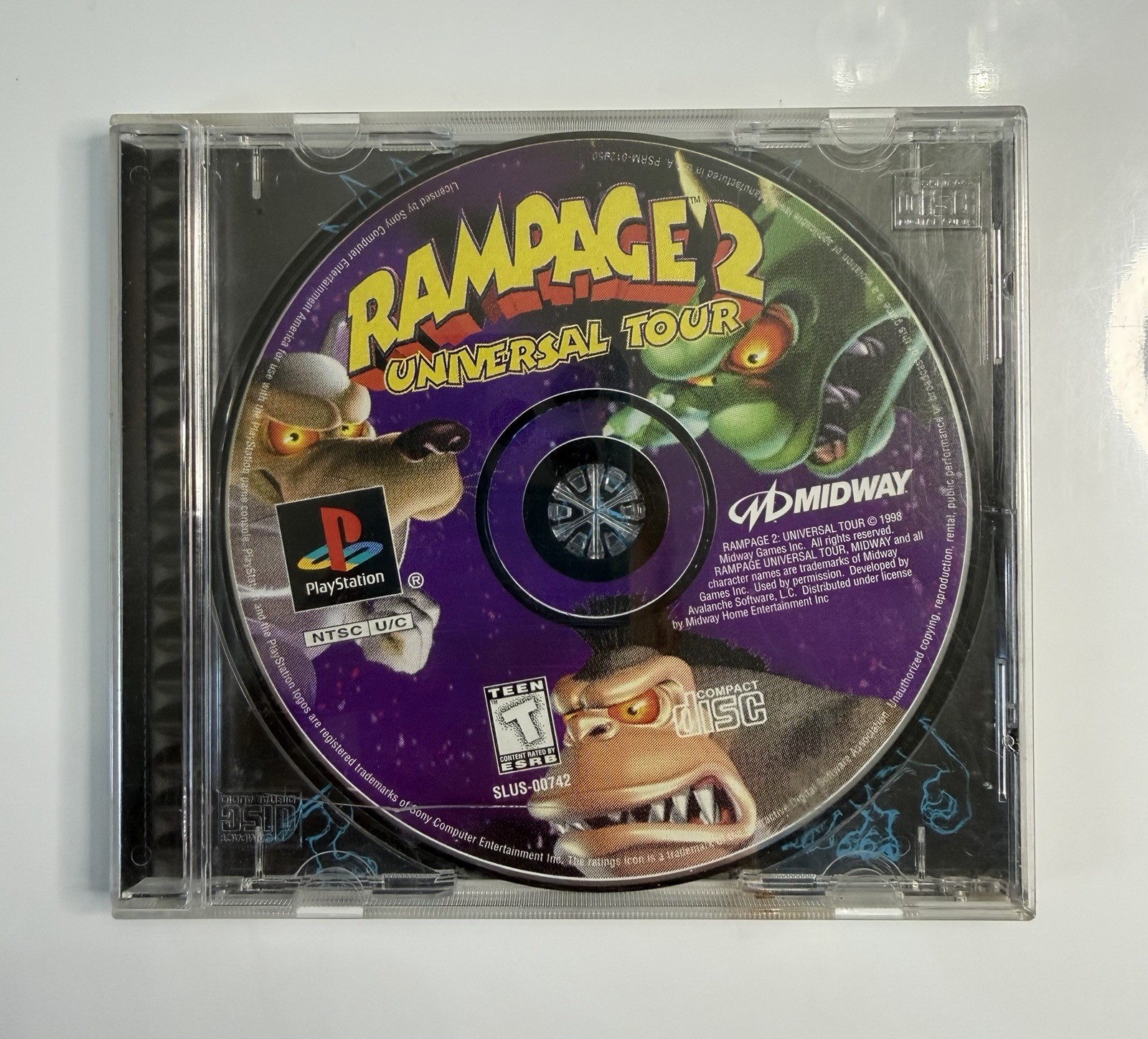 Rampage 2: Universal Tour (Sony PlayStation 1, 1998) PS1 No Manual. Tested.
