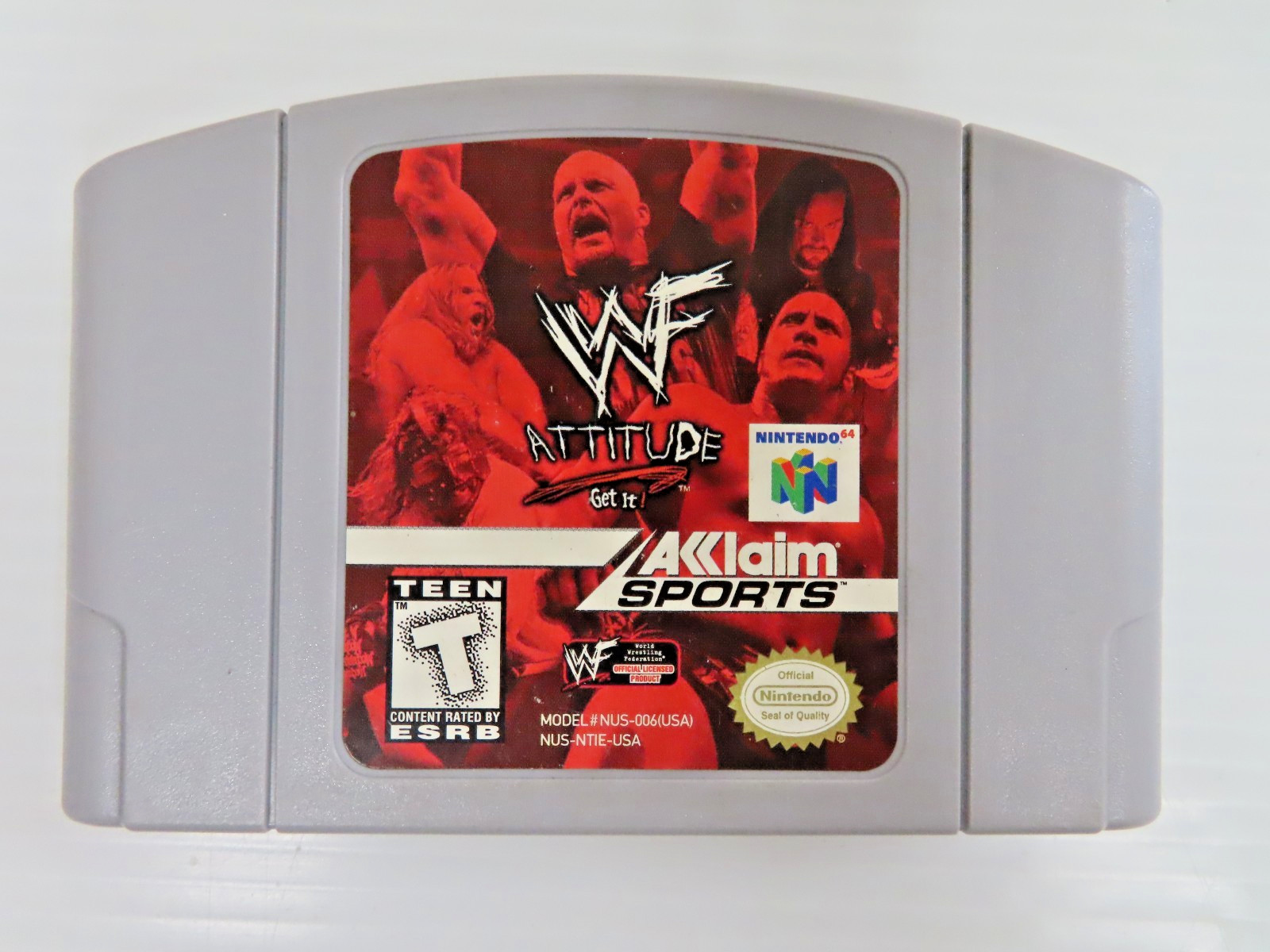 NINTENDO N64 WWF ATTITUDE GET IT ACCLAIM SPORTS VIDEOGAME TESTED WORKS