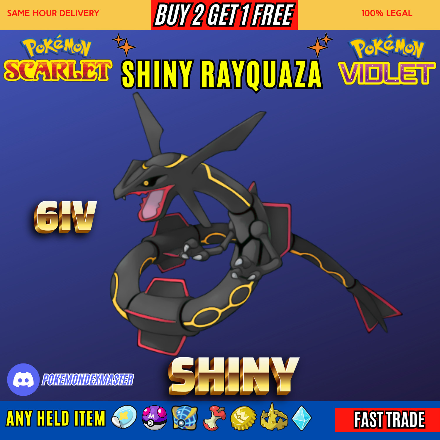 ✨6IV Shiny Rayquaza✨Pokemon Scarlet And Violet