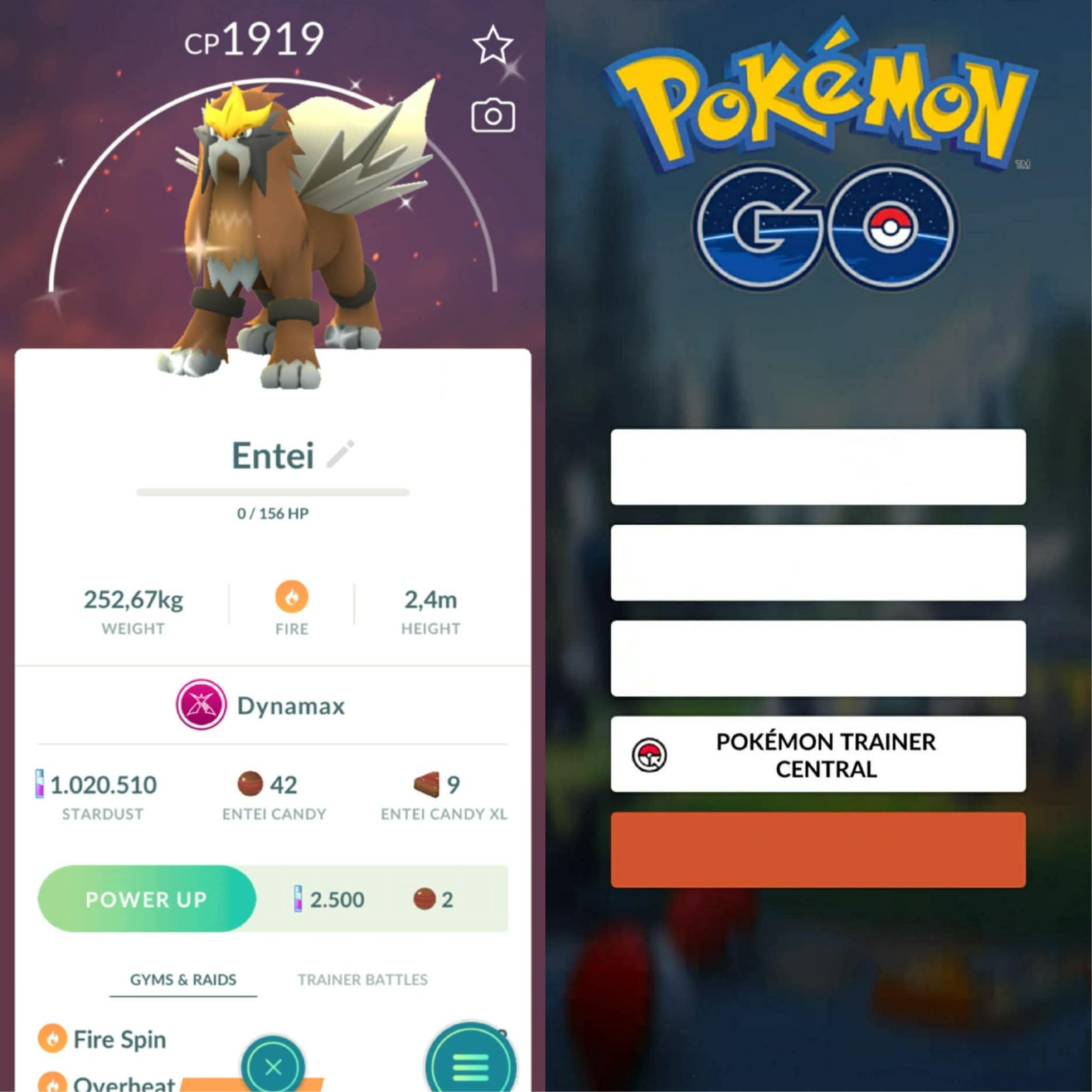 Pokémon Go | Shiny Dynamax Entei ✨ Mini PTC 80k Stardusts