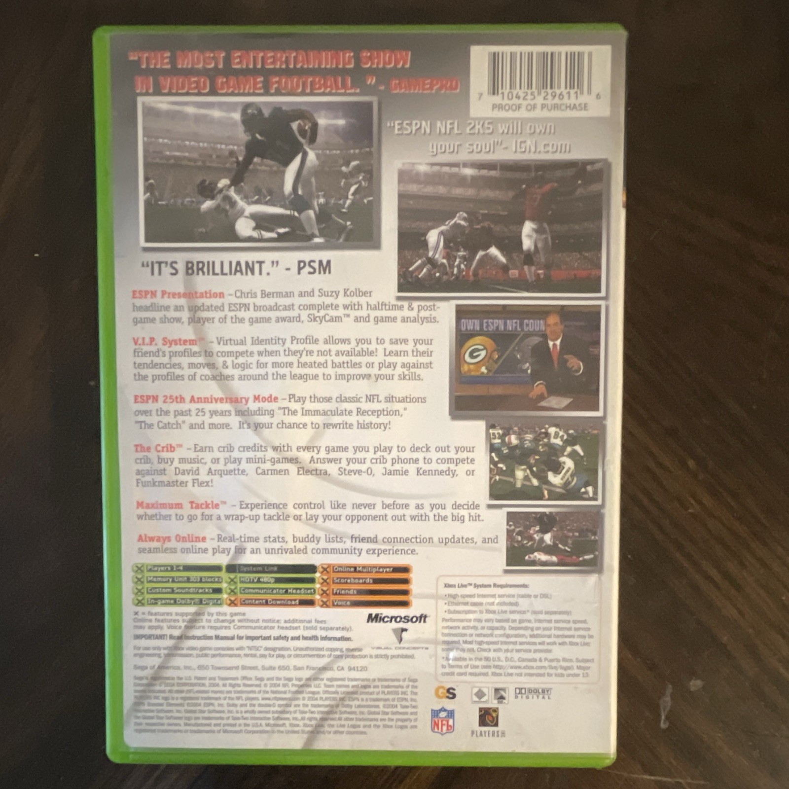 SEGA ESPN NFL 2K5 Microsoft Xbox NFL 2K Series Online Playability E