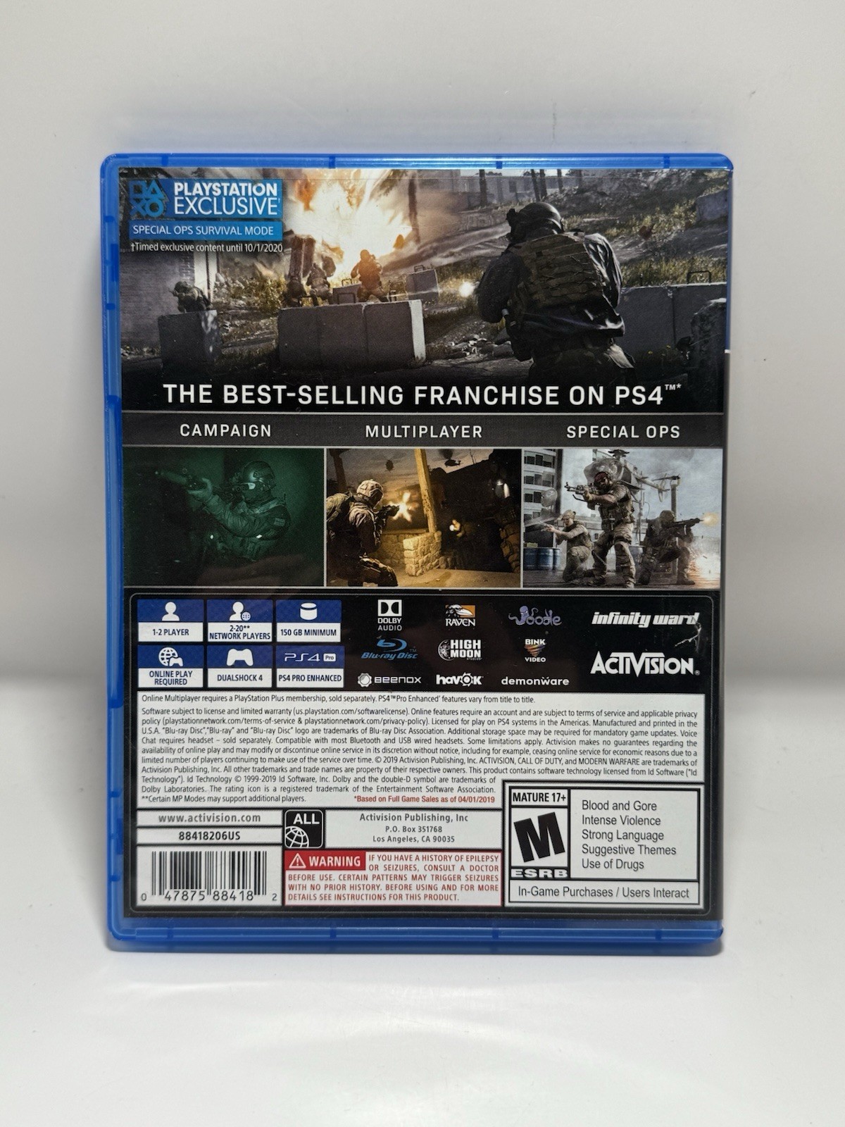 Call of Duty: Modern Warfare Sony PlayStation 4 PS4 Video Game A10