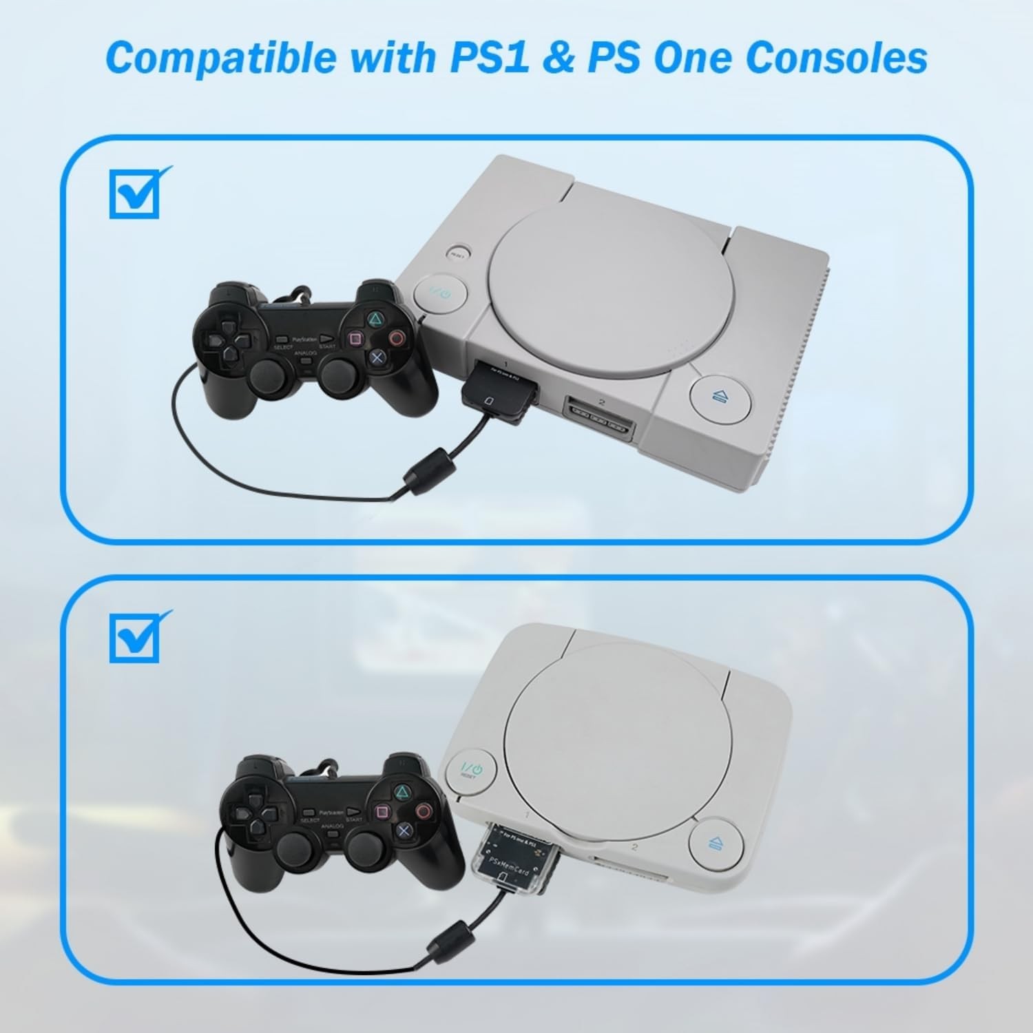 BITFUNX PSxMemCard PS1 Memory Card – Supports Firmware Upgrade, Tran-White