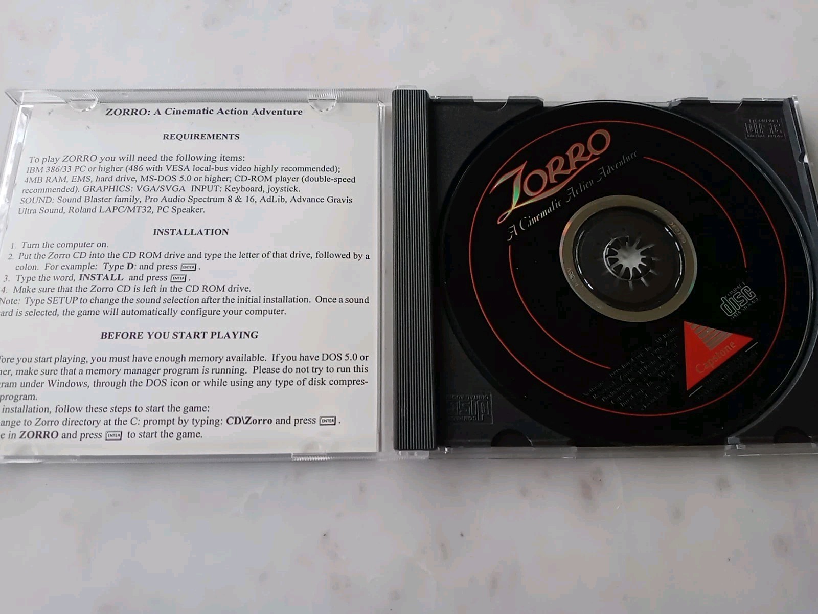 Zorro – A Cinematic Action Adventure PC CD-ROM Game 1995