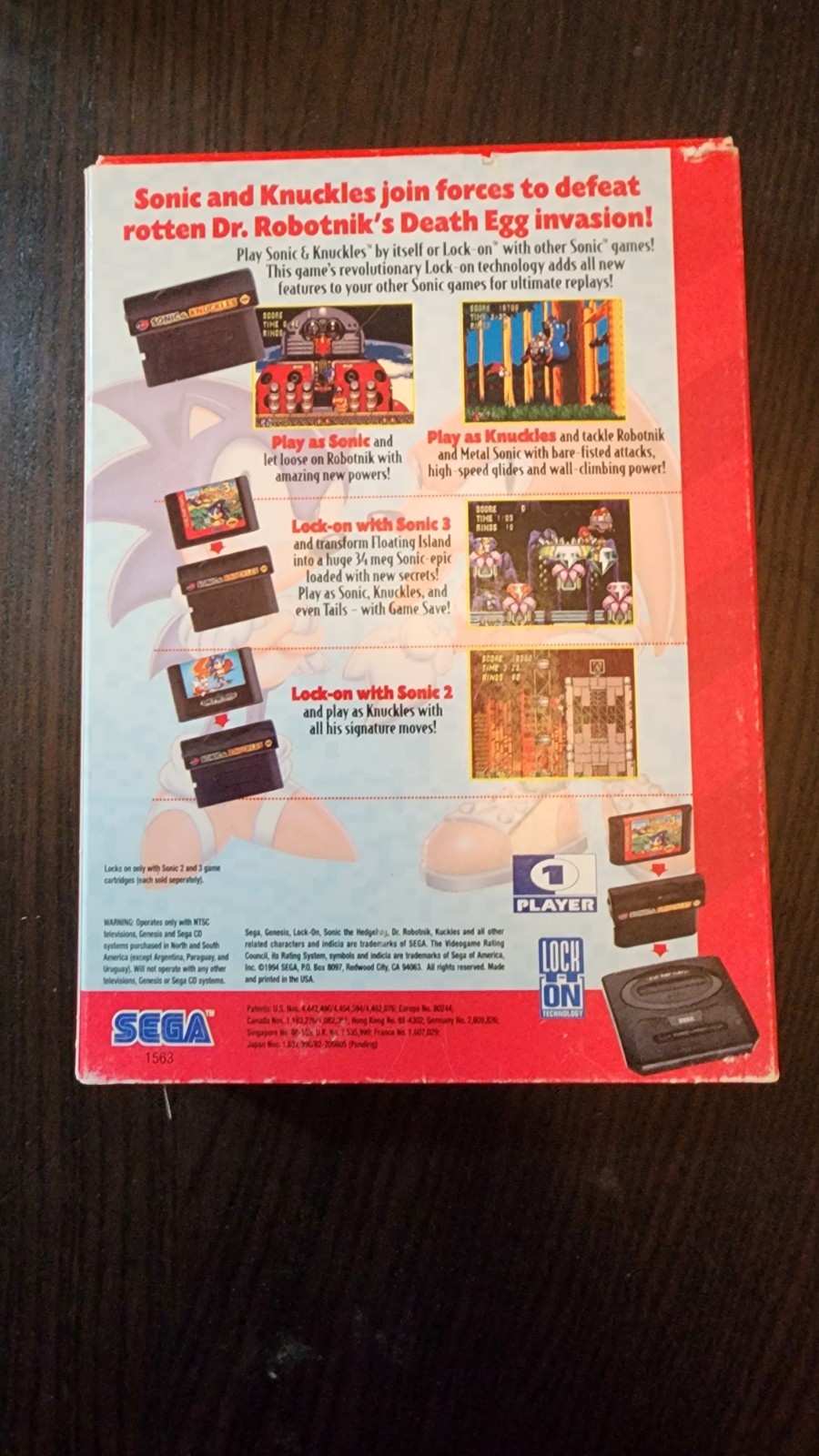 Sonic and Knuckles Sega Genesis Authentic Cartridge & Box – No Manual – Tested