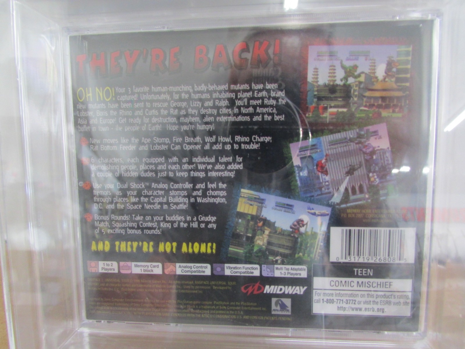 Rampage 2 Universal Tour GAME Playstation one game WATA CERTIFIED 9.0 *NEW*