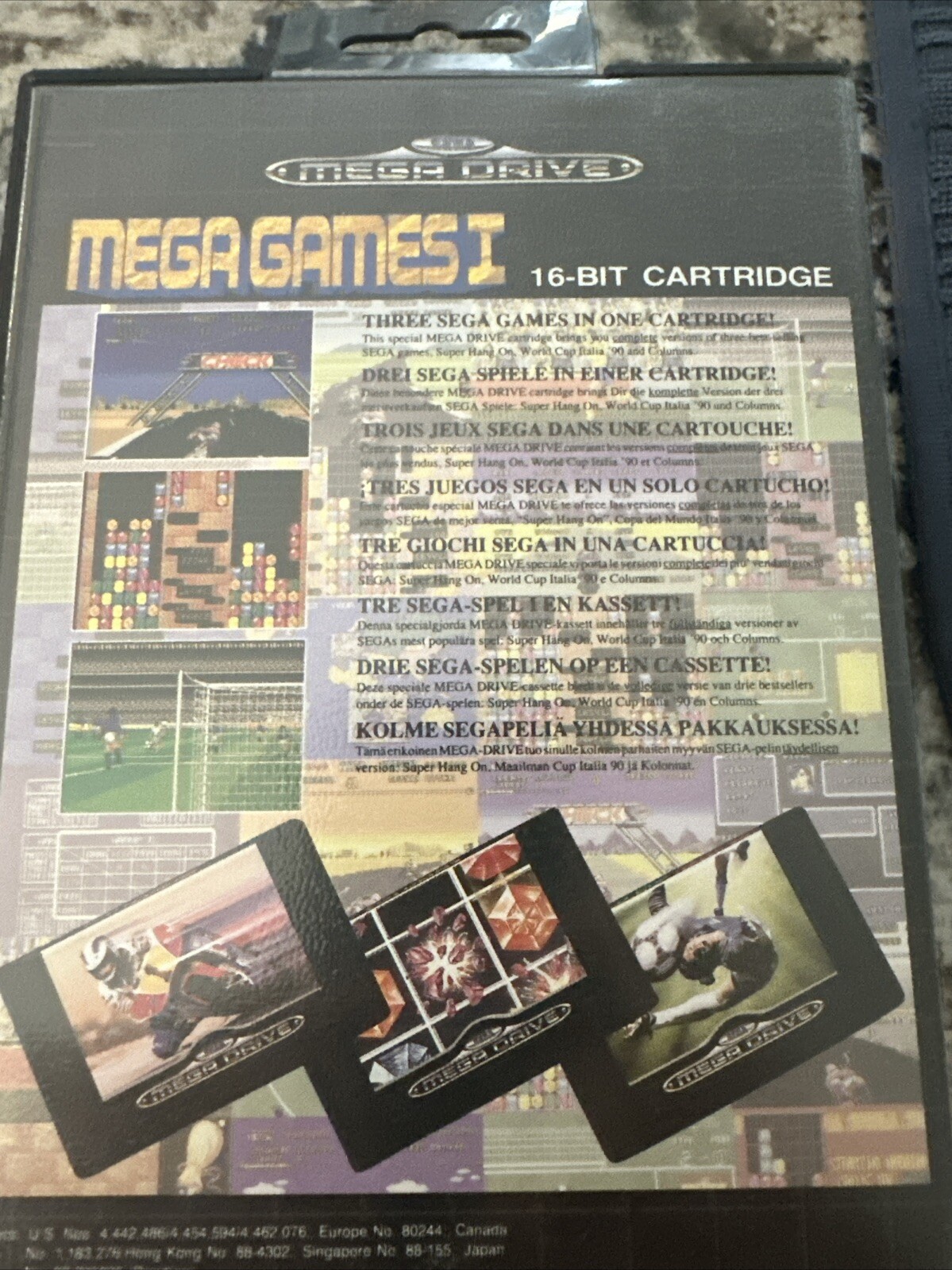 Mega Drive Sega Games 1 Super Hang On + World Cup Italia 90 + Columns cartridge