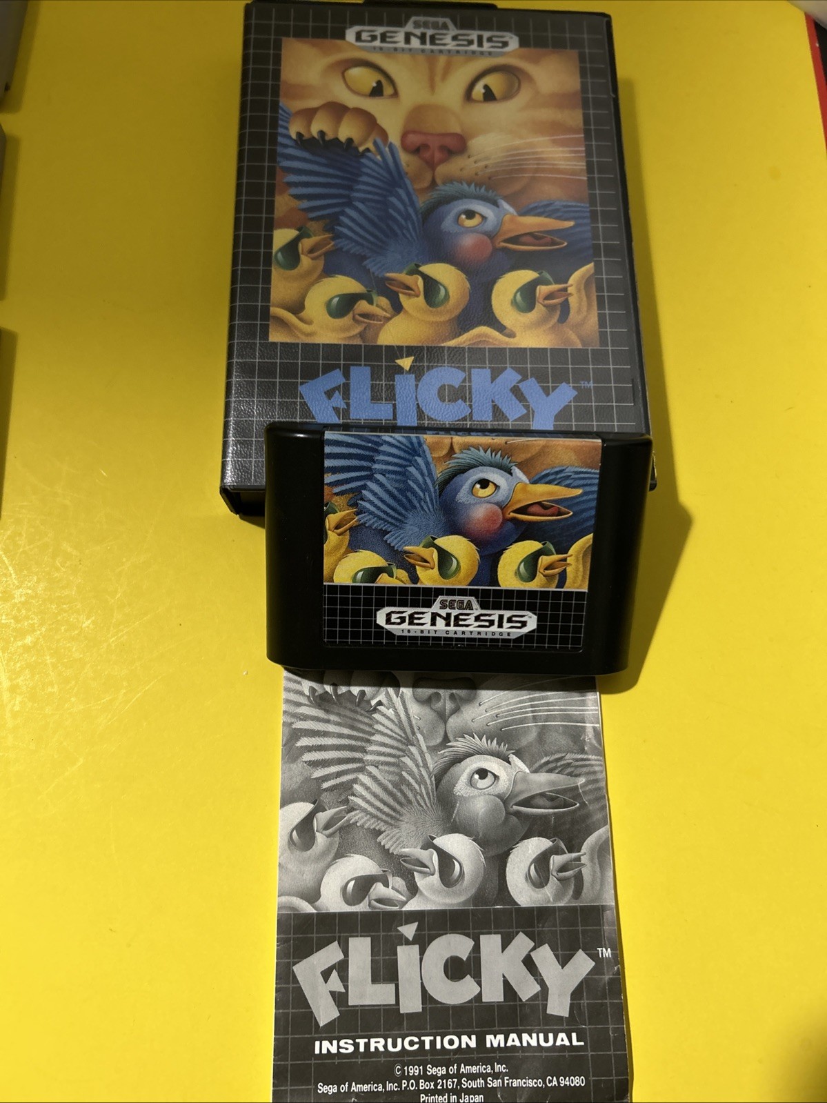 Flicky (Sega Genesis, 1991) complete Tested Authentic