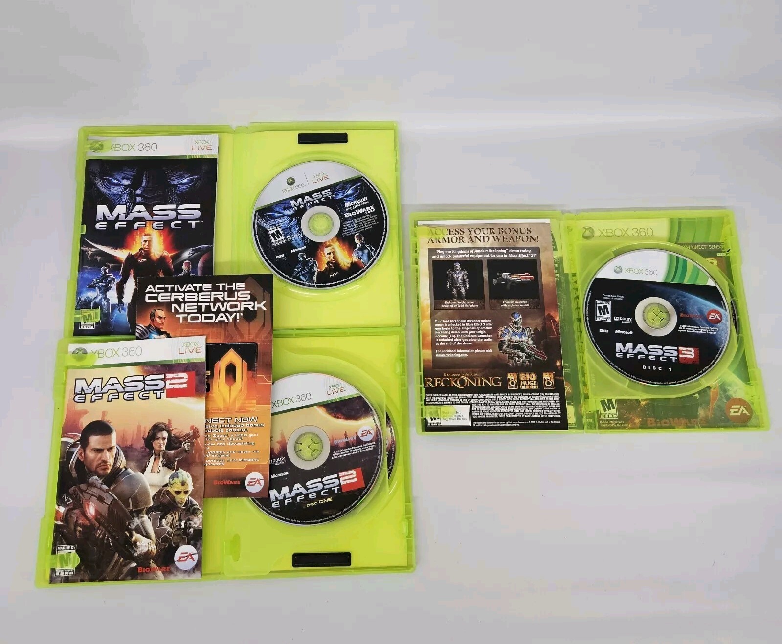 Mass Effect 1 + 2 + 3 – Xbox 360 – All 3 Games Complete Series Tested