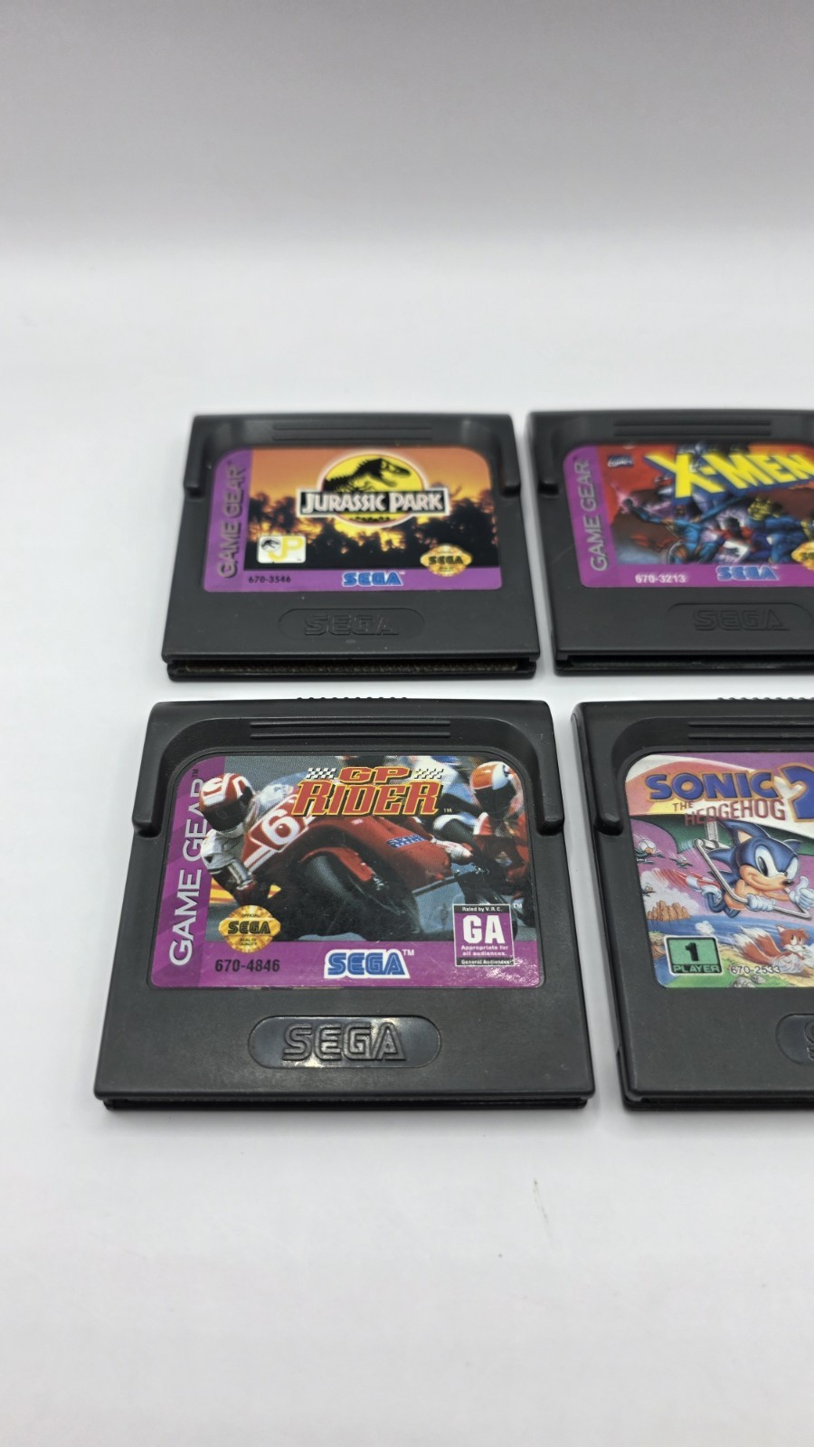 Sega GAME GEAR Cartridge Lot SONIC Hedgehog 2 Jurassic Park X-Men Taz-mania
