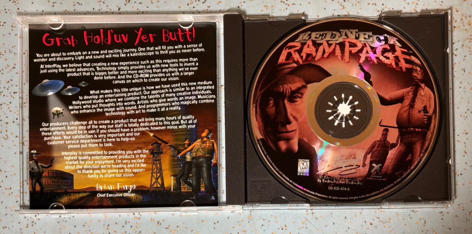 1997 INTERPLAY REDNECK RAMPAGE CD DOS VERSION w/NEWSPAPER HINT SHEET BOX