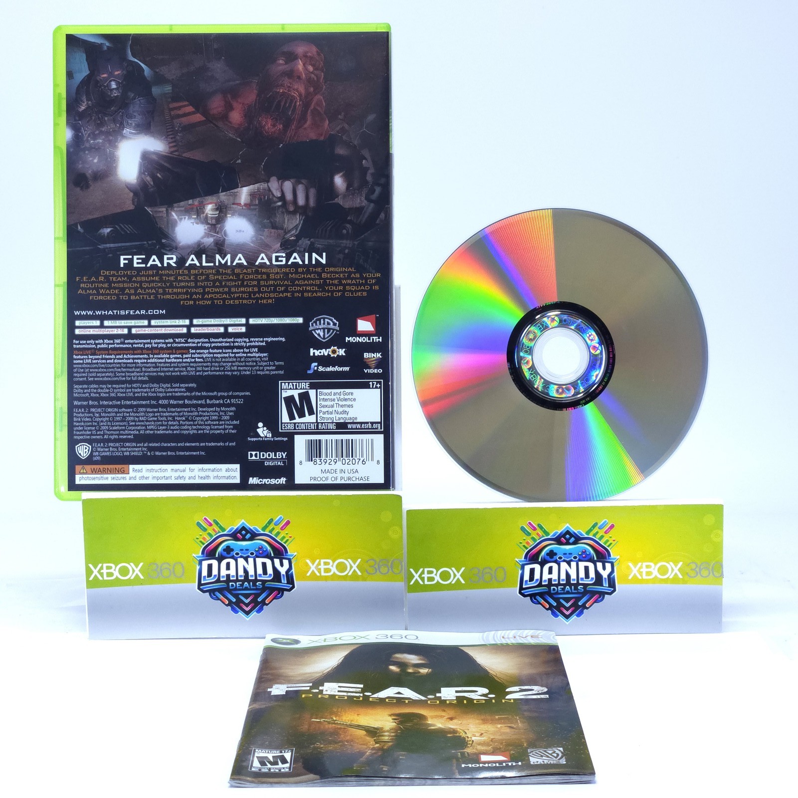 F.E.A.R. 2 Project Origin CIB W/ Manual – Xbox 360