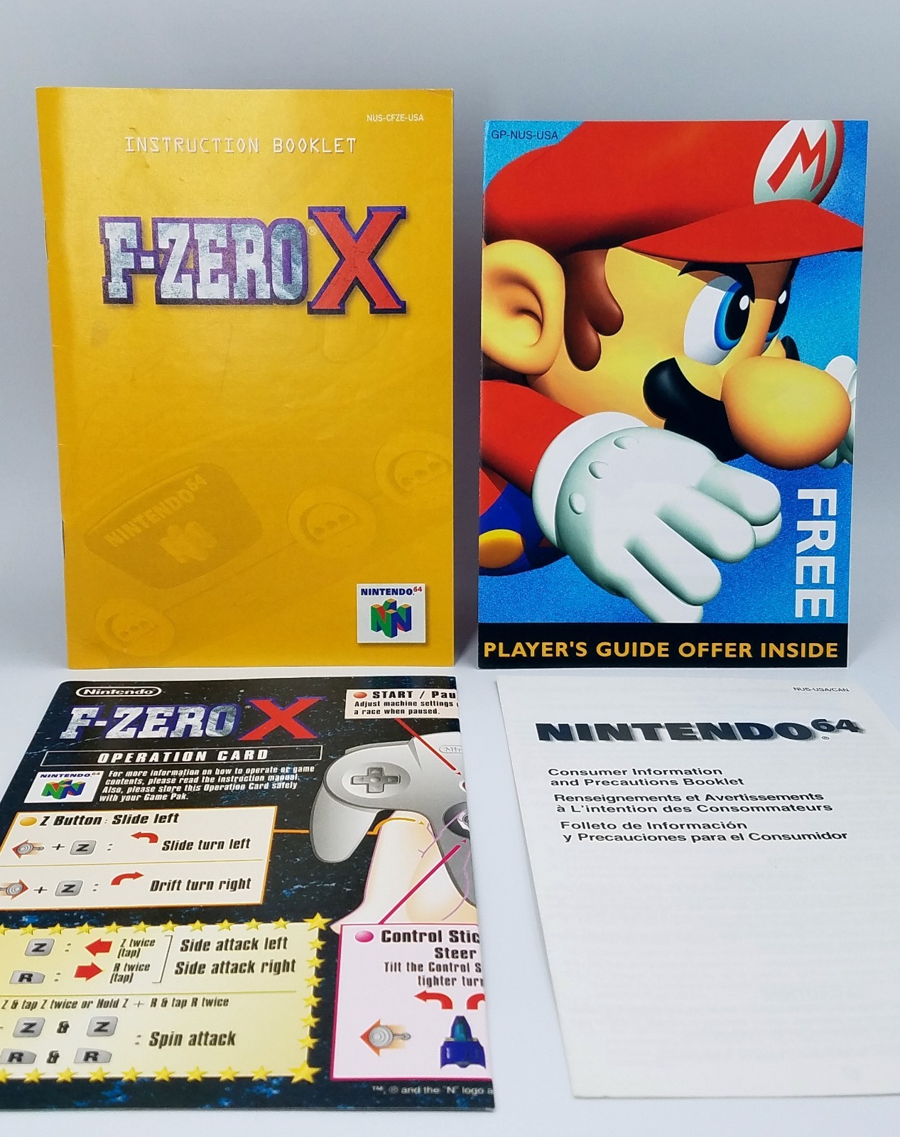 F-Zero X N64 Nintendo 64 Authentic Manual & Inserts ONLY HTF Clean 1 Owner