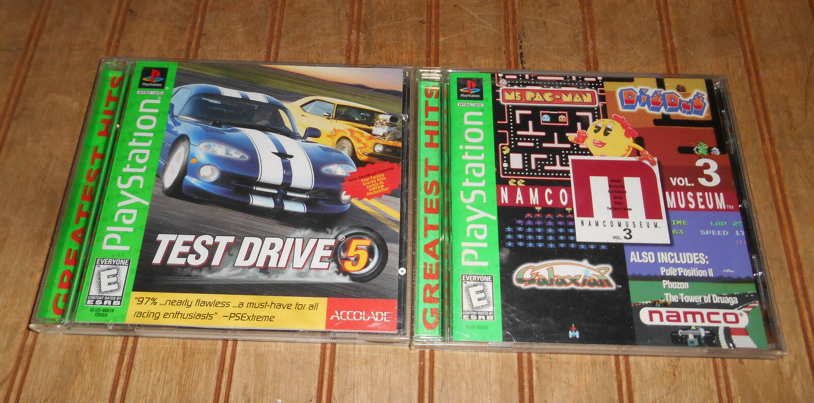 PS1 Games Lot TEST DRIVE 5 + Namco Museum Vol. 3 Greatest Hits PlayStation