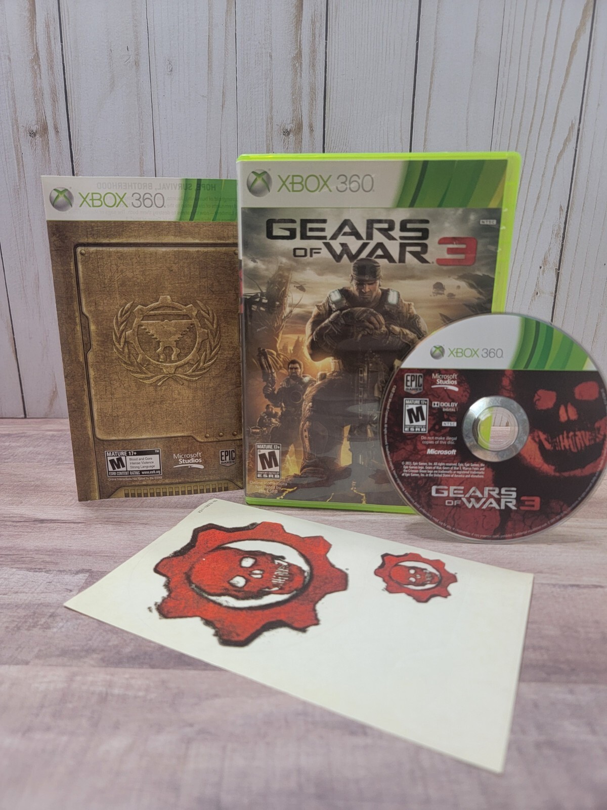 Gears of War 3 Xbox 360 CIB Complete Tested Working Unpeeled Decal Sheet Bonus
