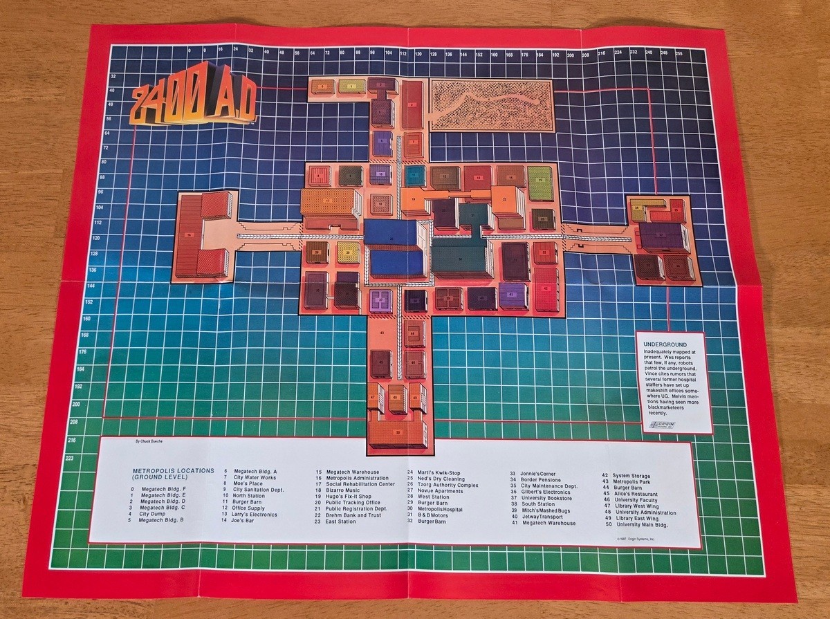 2400 A.D. Origin 5.25″ IBM Tandy PC Big Box Game Complete CIB Map Robot Figures