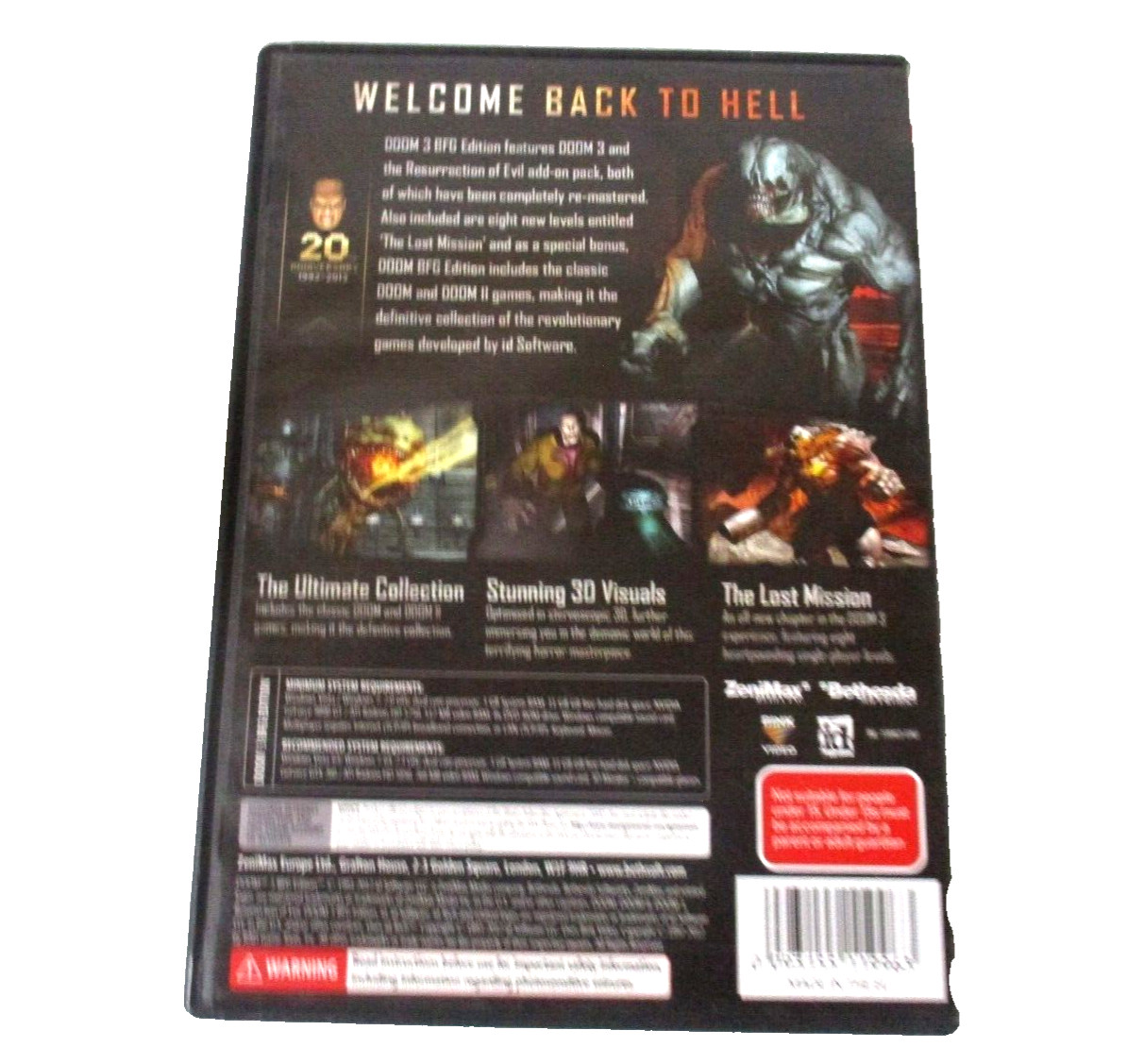 Doom 3 BFG Edition PC DVD ROM Windows Game MA15+ Manual 2012 Bethesda Tested