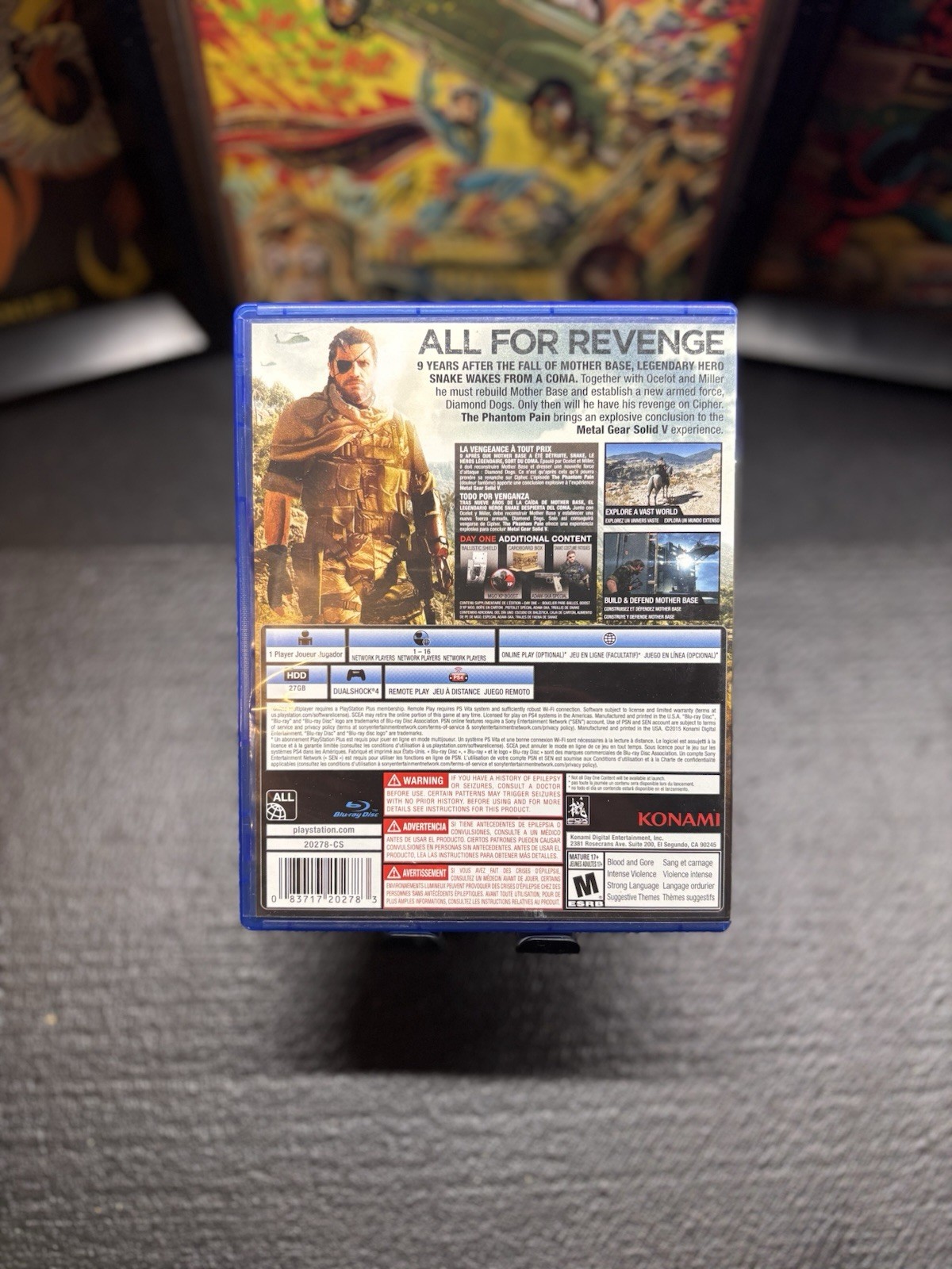 Konami Metal Gear Solid V Phantom Pain Day One+Manual PS4 M NTSC 2015 CIB!